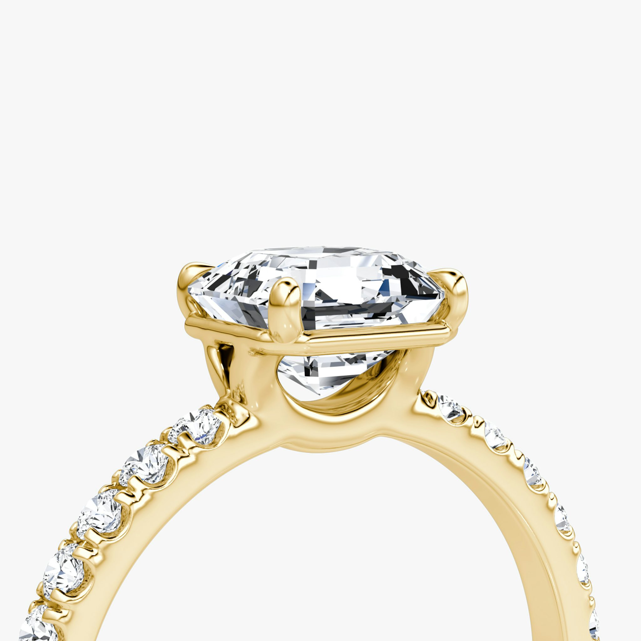 The Signature | Asscher | 18k | Yellow Gold | bandAccent: Pavé | bandWidth: large | hiddenHalo: no | diamondOrientation: vertical | caratWeight: other