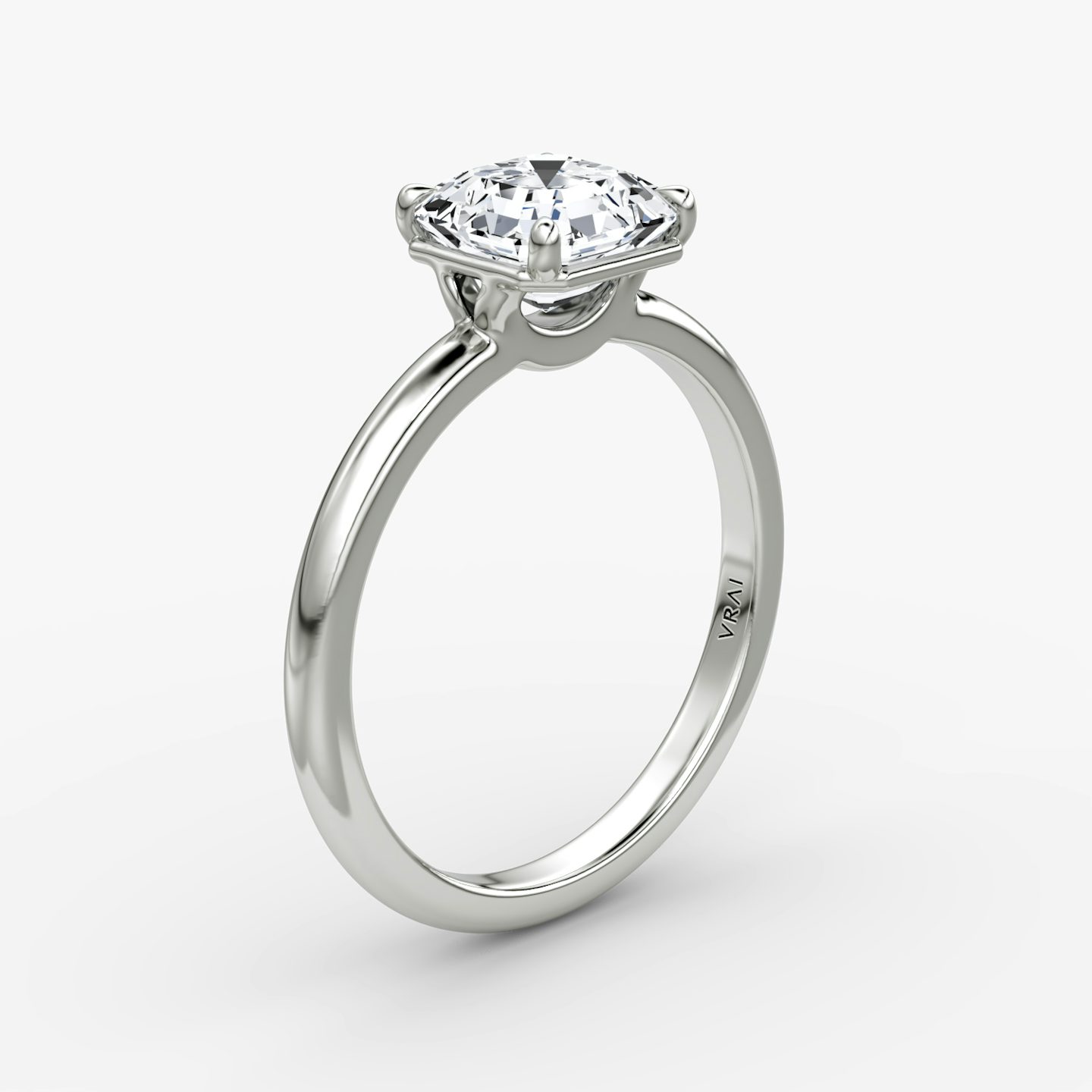 The Signature | Asscher | 18k | White Gold | bandAccent: Plain | bandWidth: large | hiddenHalo: no | diamondOrientation: vertical | caratWeight: other