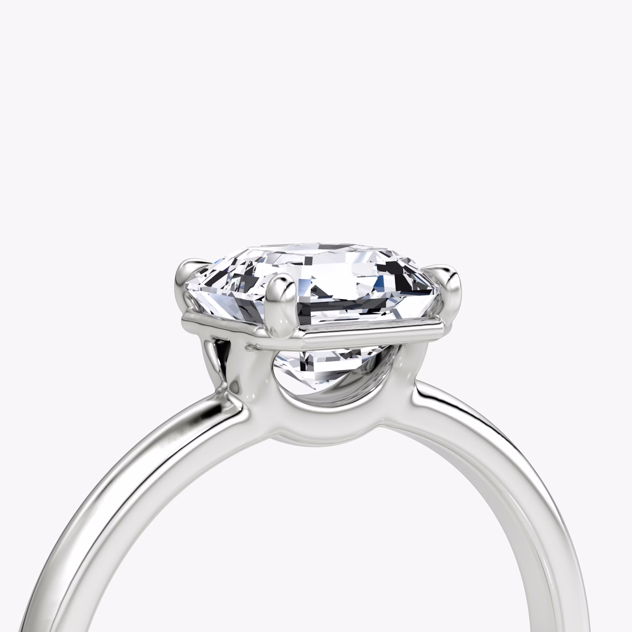 The Signature | Asscher | 18k | White Gold | bandAccent: Plain | bandWidth: large | hiddenHalo: no | diamondOrientation: vertical | caratWeight: other