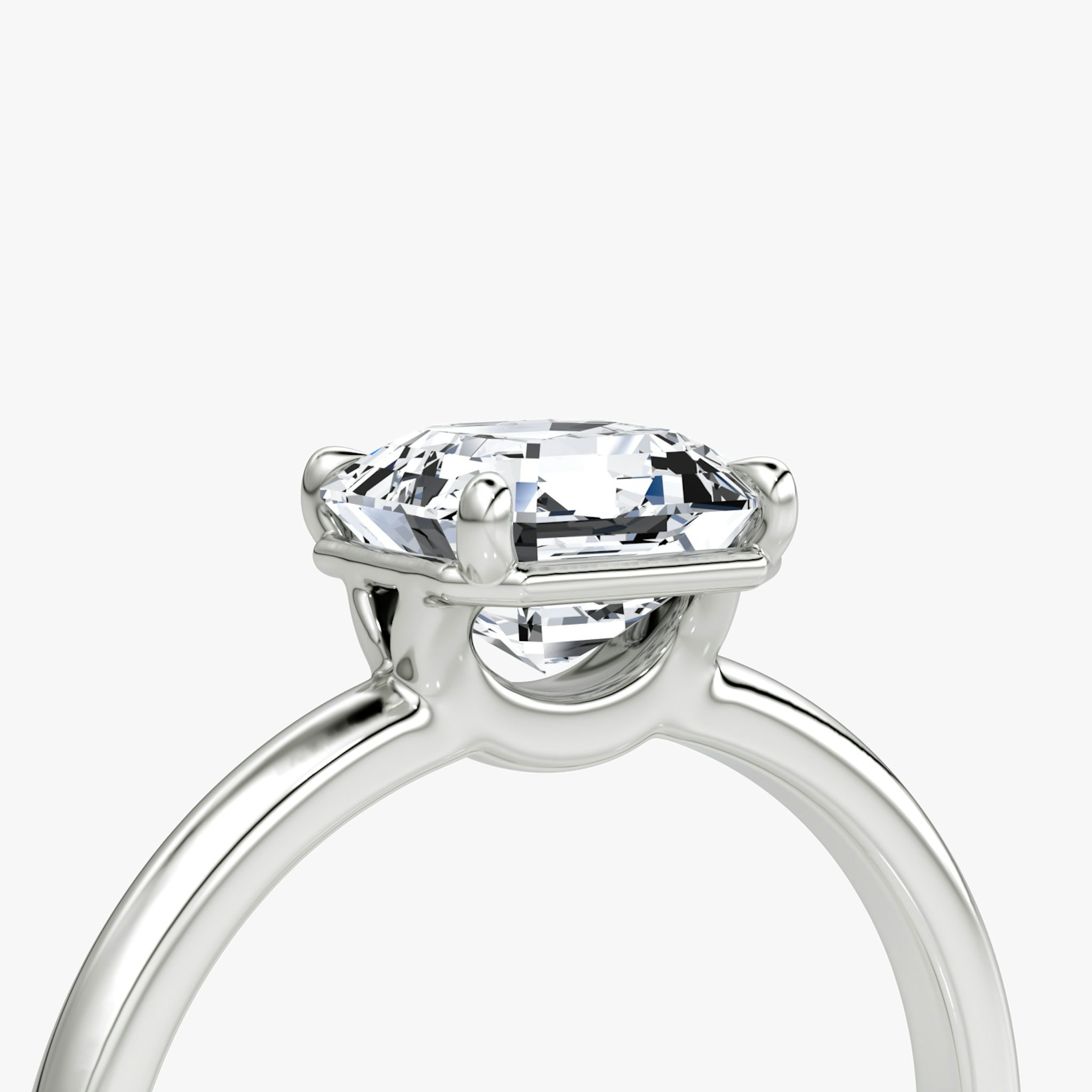 The Signature | Asscher | 18k | White Gold | bandAccent: Plain | bandWidth: large | hiddenHalo: no | diamondOrientation: vertical | caratWeight: other