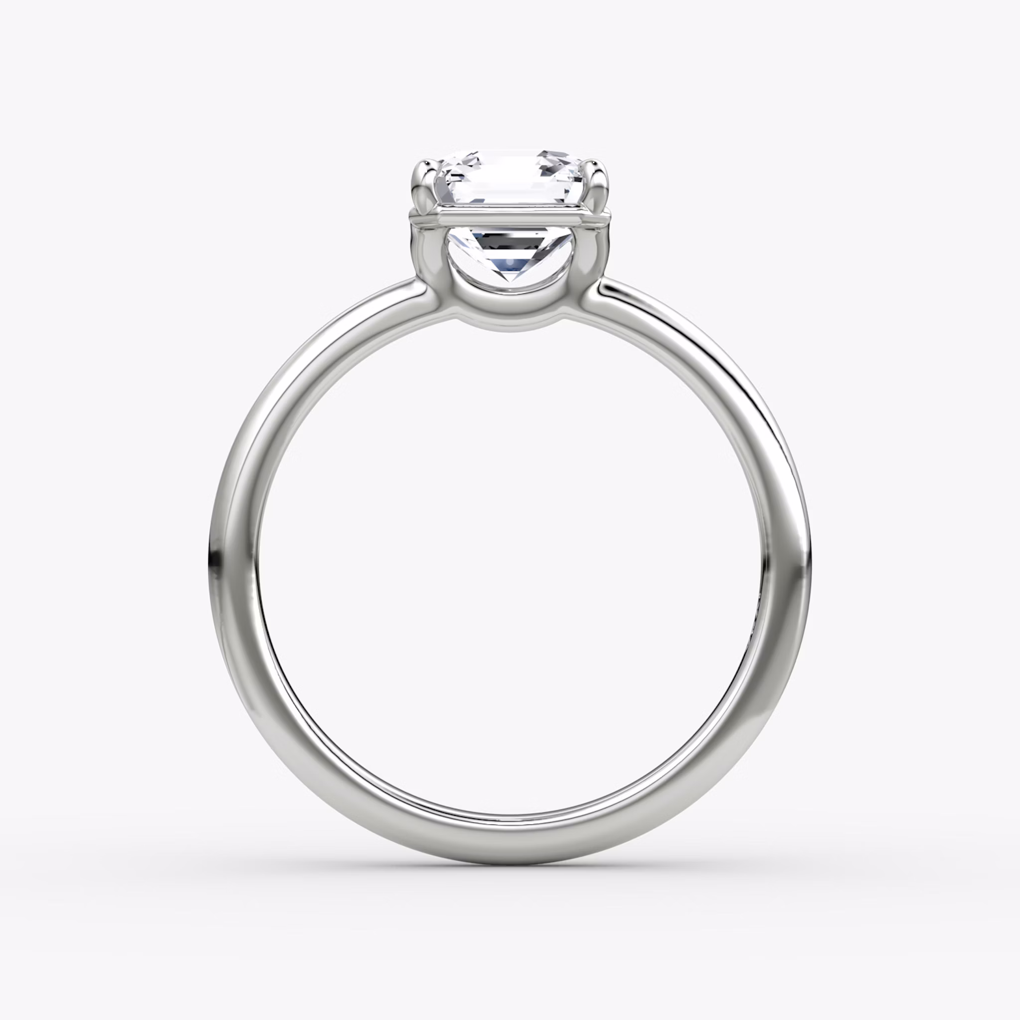 The Signature | Asscher | 18k | White Gold | bandAccent: Plain | bandWidth: large | hiddenHalo: no | diamondOrientation: vertical | caratWeight: other