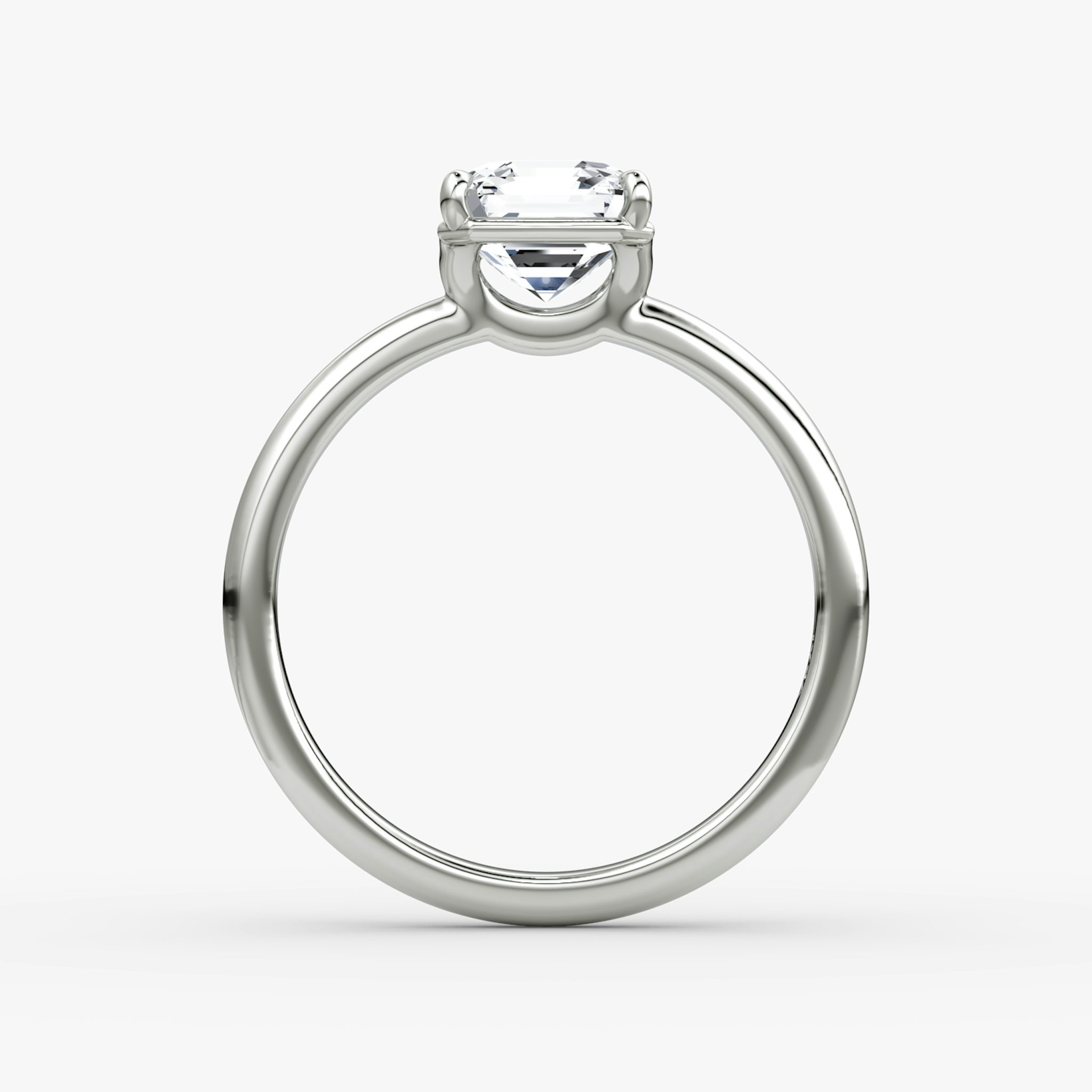 The Signature | Asscher | 18k | White Gold | bandAccent: Plain | bandWidth: large | hiddenHalo: no | diamondOrientation: vertical | caratWeight: other
