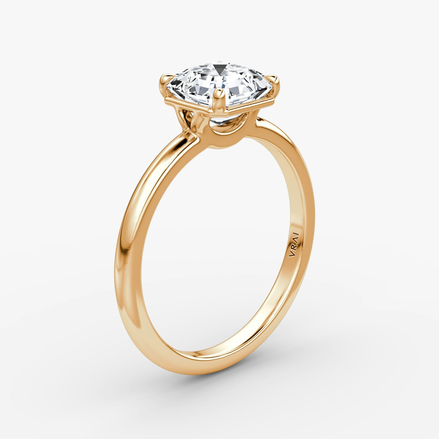 Anillo de compromiso Signature | Asscher | 14k | Oro rosa | bandAccent: Simple | bandWidth: large | hiddenHalo: no | diamondOrientation: vertical | caratWeight: other
