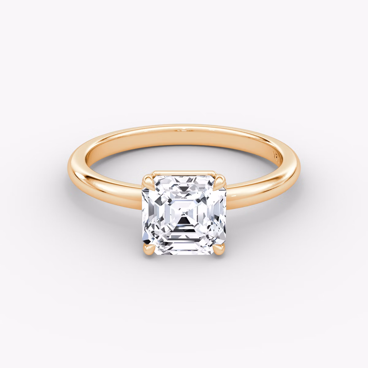 The Signature | Asscher | 14k | Rose Gold | bandAccent: Plain | bandWidth: large | hiddenHalo: no | diamondOrientation: vertical | caratWeight: other