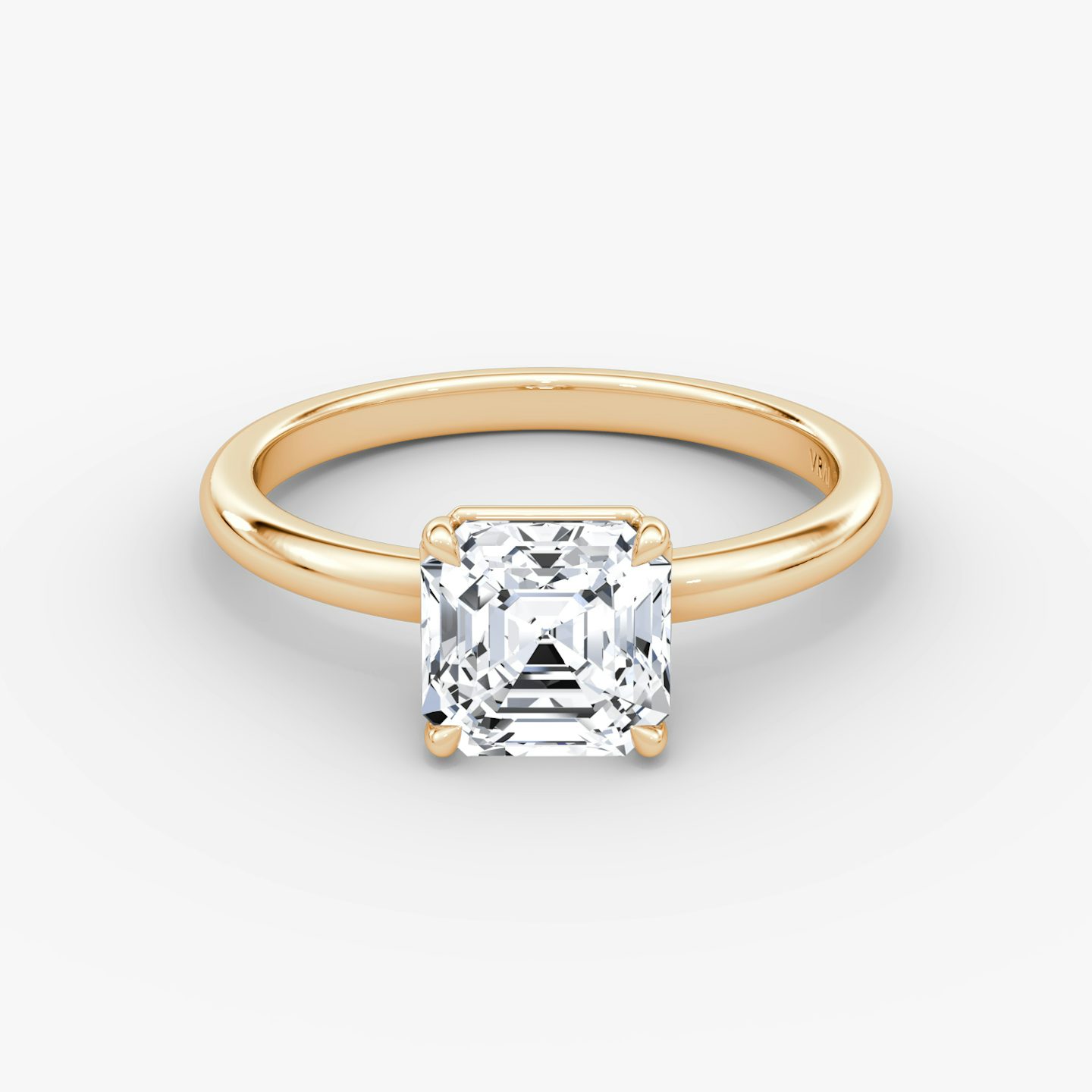 Anillo de compromiso Signature | Asscher | 14k | Oro rosa | bandAccent: Simple | bandWidth: large | hiddenHalo: no | diamondOrientation: vertical | caratWeight: other