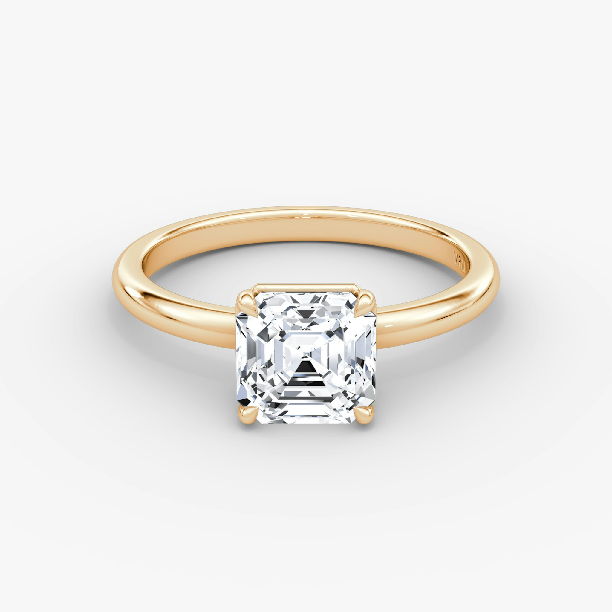 The Signature | Asscher | 14k | Rose Gold | bandAccent: Plain | bandWidth: large | hiddenHalo: no | diamondOrientation: vertical | caratWeight: other