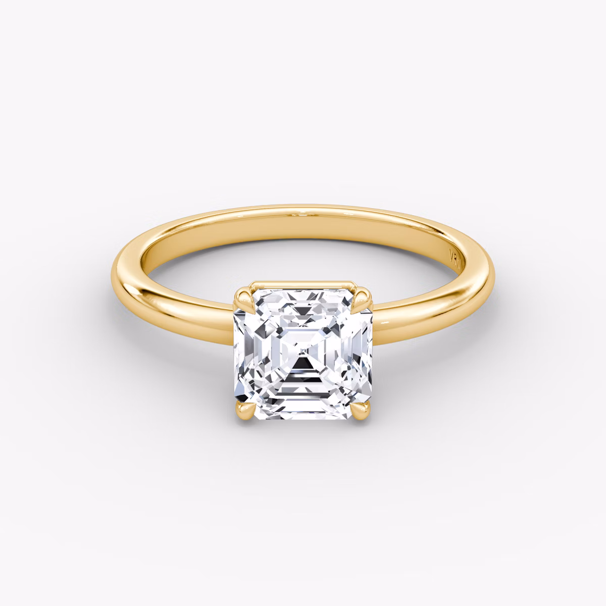 The Signature | Asscher | 18k | Yellow Gold | bandAccent: Plain | bandWidth: large | hiddenHalo: no | diamondOrientation: vertical | caratWeight: other