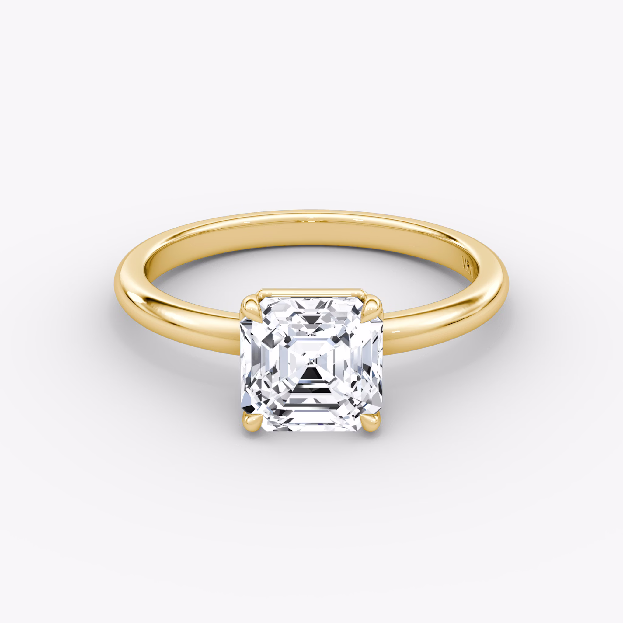 The Signature | Asscher | 18k | Yellow Gold | bandAccent: Plain | bandWidth: large | hiddenHalo: no | diamondOrientation: vertical | caratWeight: other