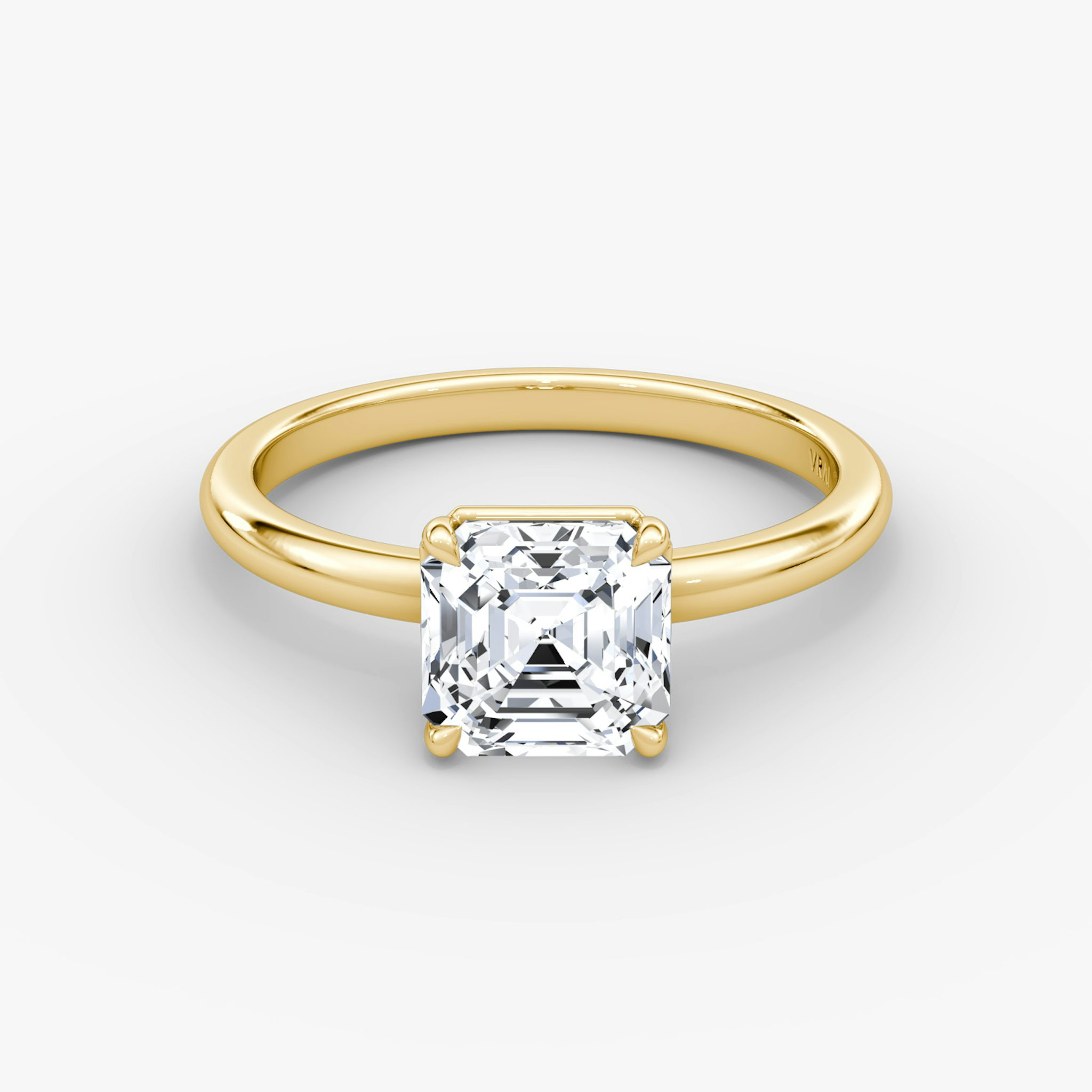 The Signature | Asscher | 18k | Yellow Gold | bandAccent: Plain | bandWidth: large | hiddenHalo: no | diamondOrientation: vertical | caratWeight: other