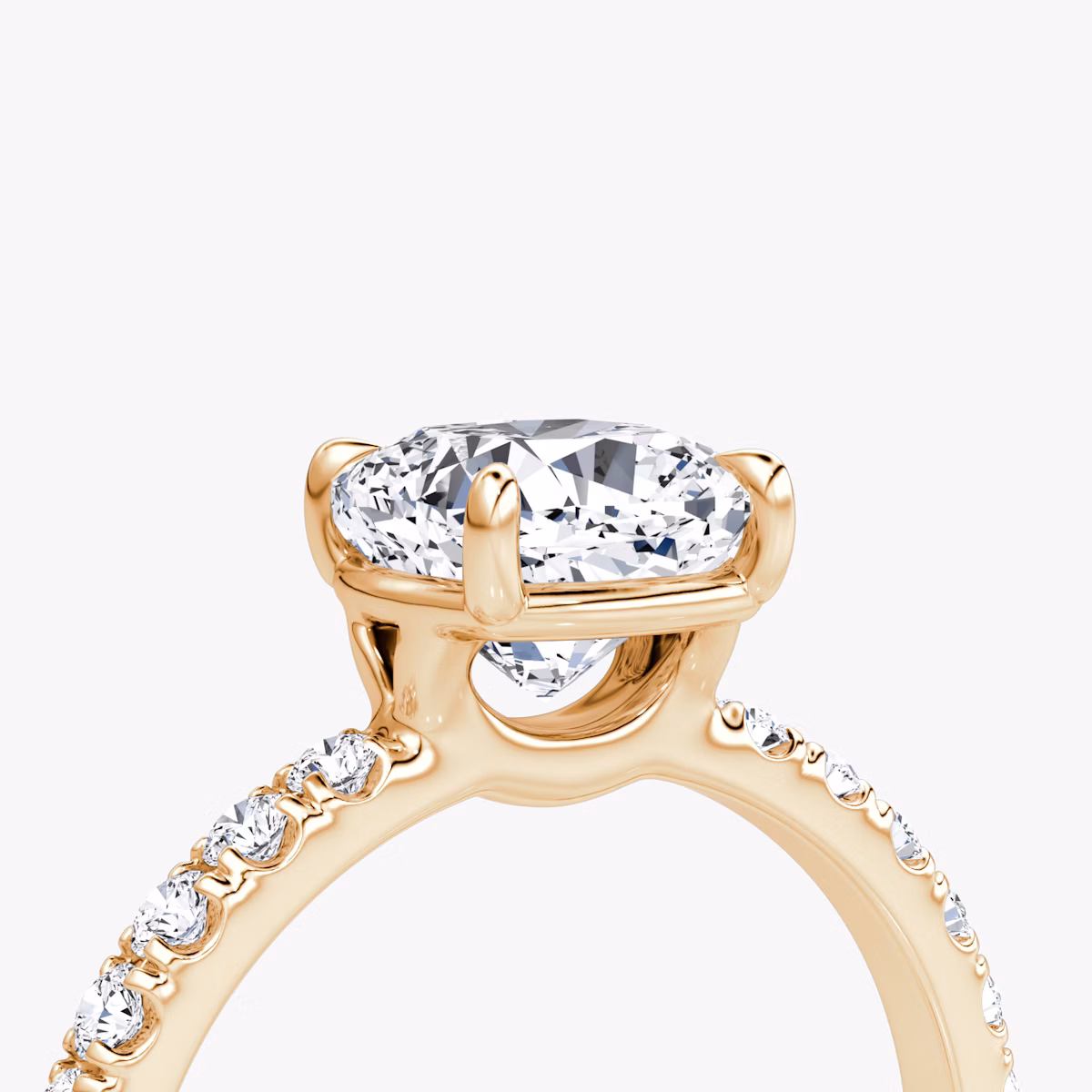 The Signature | Cushion | 14k | Rose Gold | bandAccent: Pavé | bandWidth: large | hiddenHalo: no | diamondOrientation: vertical | caratWeight: other