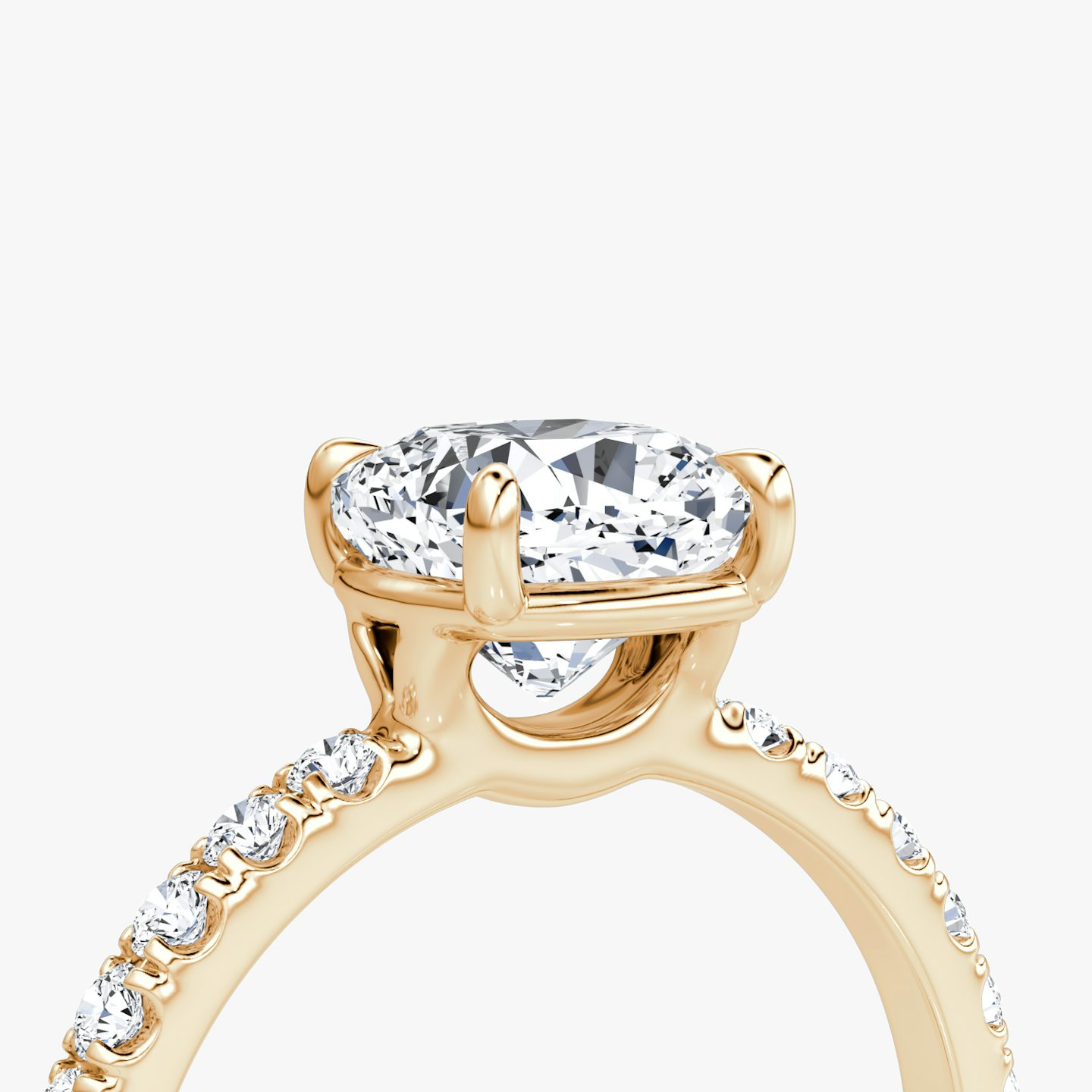 Signature | Cushion | 14k | Roségold | bandAccent: Mit Pavé-Besatz | bandWidth: large | hiddenHalo: no | diamondOrientation: vertical | caratWeight: other