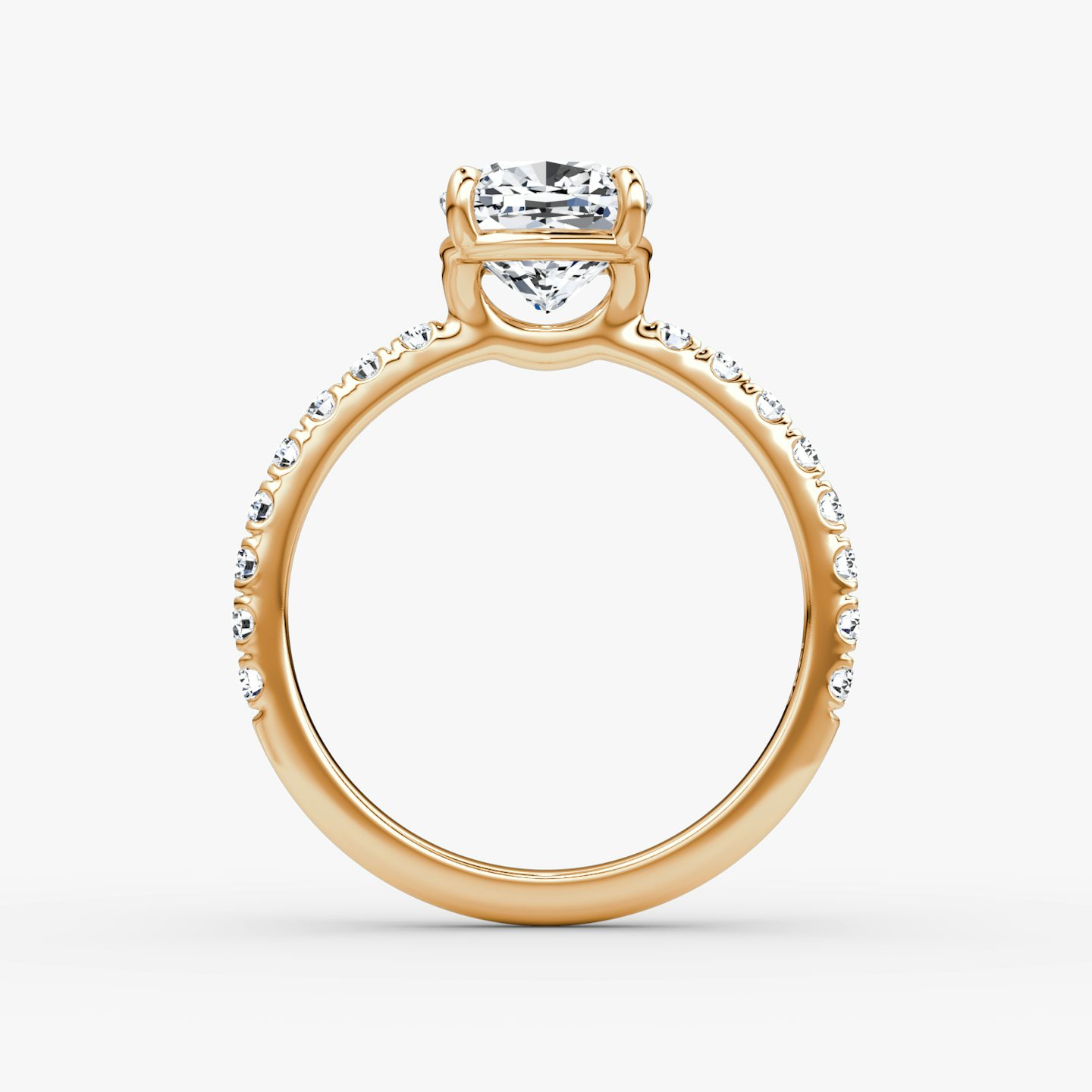 Signature | Cushion | 14k | Roségold | bandAccent: Mit Pavé-Besatz | bandWidth: large | hiddenHalo: no | diamondOrientation: vertical | caratWeight: other