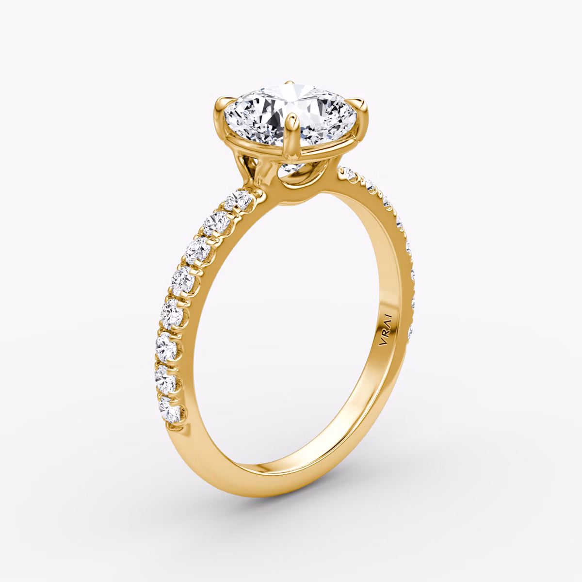 The Signature | Cushion | 18k | Yellow Gold | bandAccent: Pavé | bandWidth: large | hiddenHalo: no | diamondOrientation: vertical | caratWeight: other