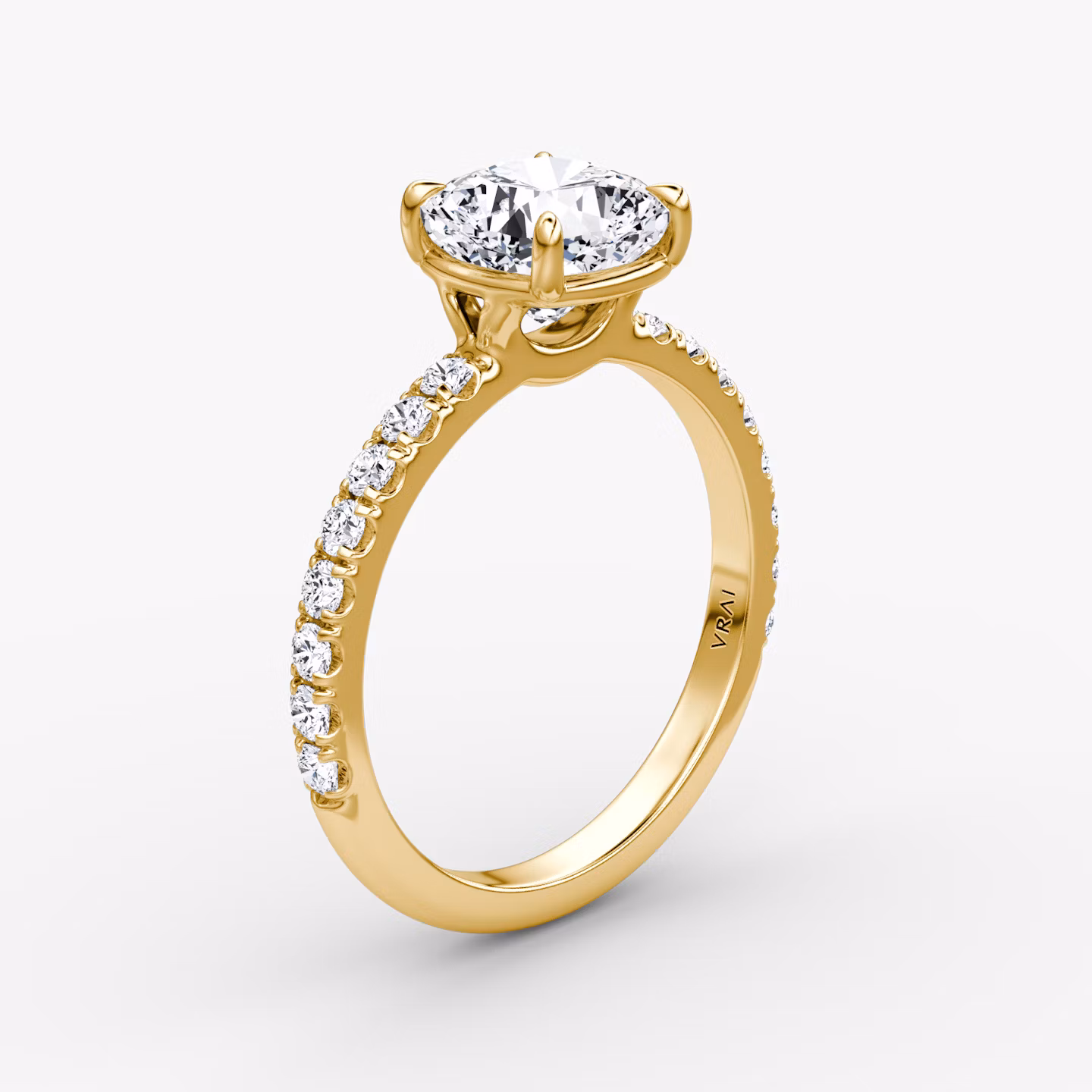 The Signature | Cushion | 18k | Yellow Gold | bandAccent: Pavé | bandWidth: large | hiddenHalo: no | diamondOrientation: vertical | caratWeight: other