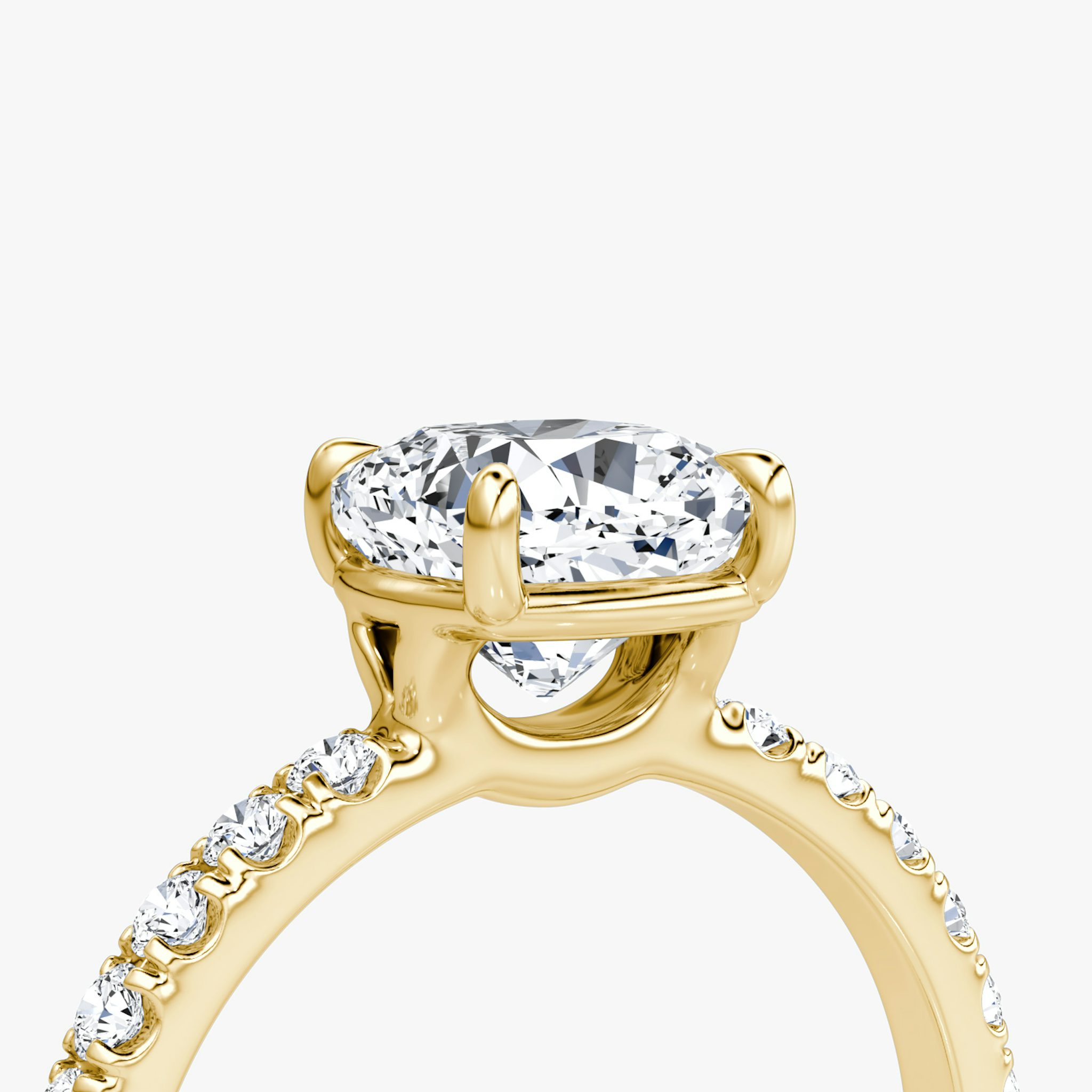 Signature | Cushion | 18k | Gelbgold | bandAccent: Mit Pavé-Besatz | bandWidth: large | hiddenHalo: no | diamondOrientation: vertical | caratWeight: other