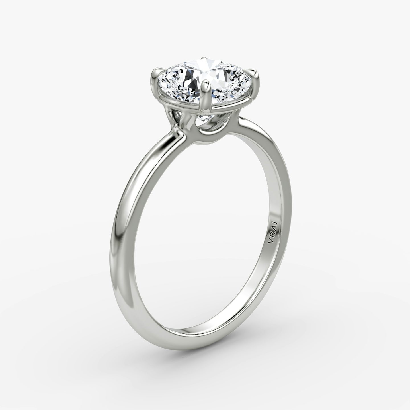 The Signature | Cushion | 18k | White Gold | bandAccent: Plain | bandWidth: large | hiddenHalo: no | diamondOrientation: vertical | caratWeight: other