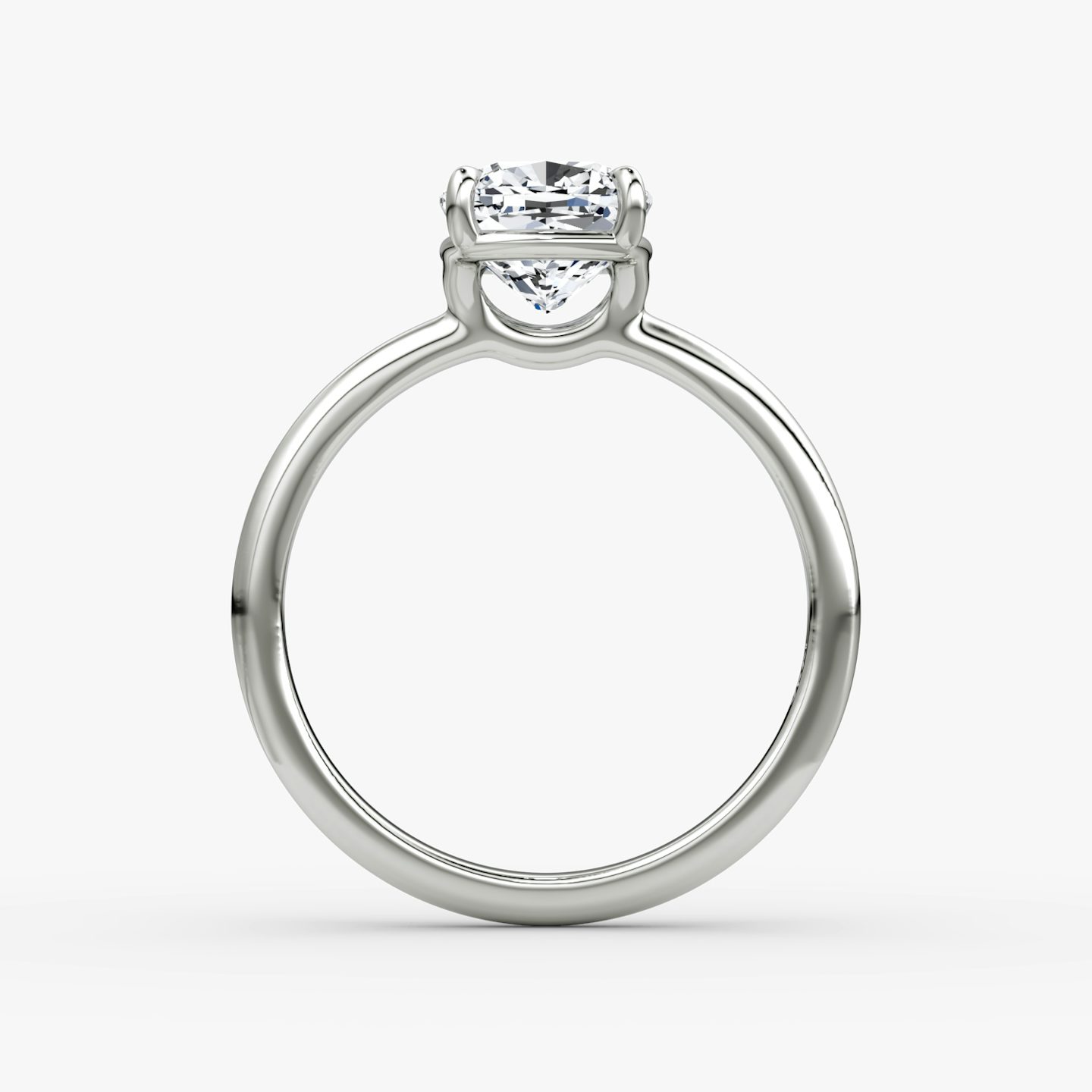 The Signature | Cushion | 18k | White Gold | bandAccent: Plain | bandWidth: large | hiddenHalo: no | diamondOrientation: vertical | caratWeight: other