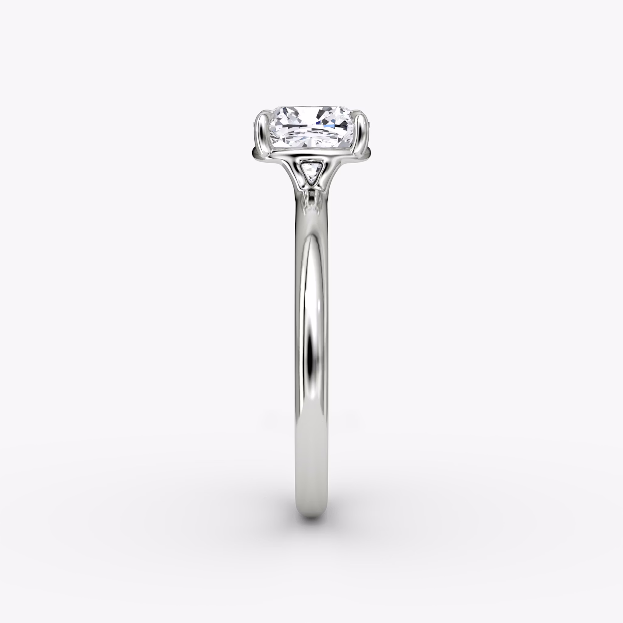 The Signature | Cushion | 18k | White Gold | bandAccent: Plain | bandWidth: large | hiddenHalo: no | diamondOrientation: vertical | caratWeight: other