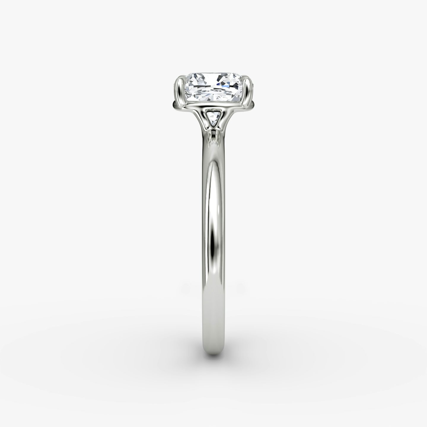 The Signature | Cushion | 18k | White Gold | bandAccent: Plain | bandWidth: large | hiddenHalo: no | diamondOrientation: vertical | caratWeight: other