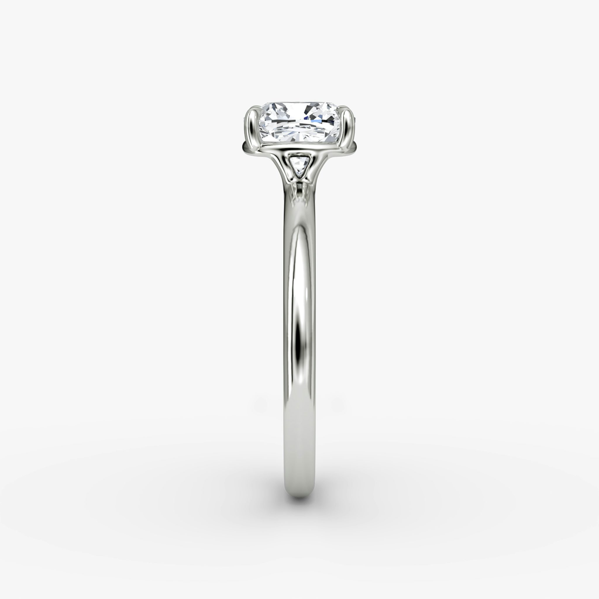 The Signature | Cushion | 18k | White Gold | bandAccent: Plain | bandWidth: large | hiddenHalo: no | diamondOrientation: vertical | caratWeight: other