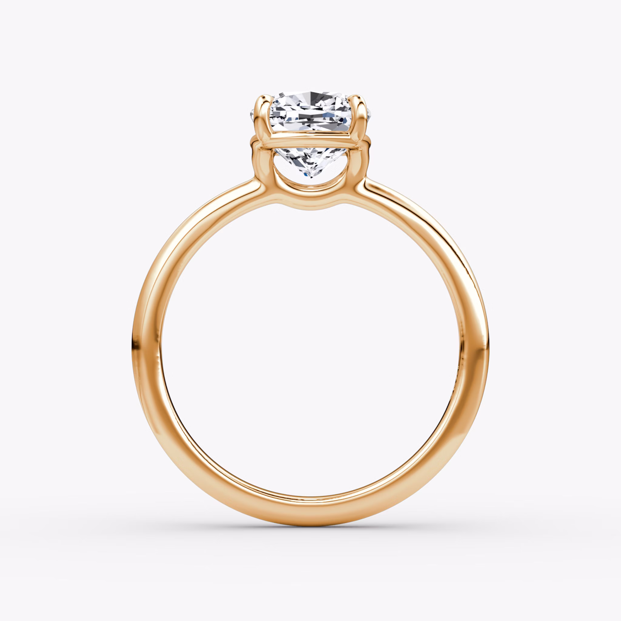 The Signature | Cushion | 14k | Rose Gold | bandAccent: Plain | bandWidth: large | hiddenHalo: no | diamondOrientation: vertical | caratWeight: other