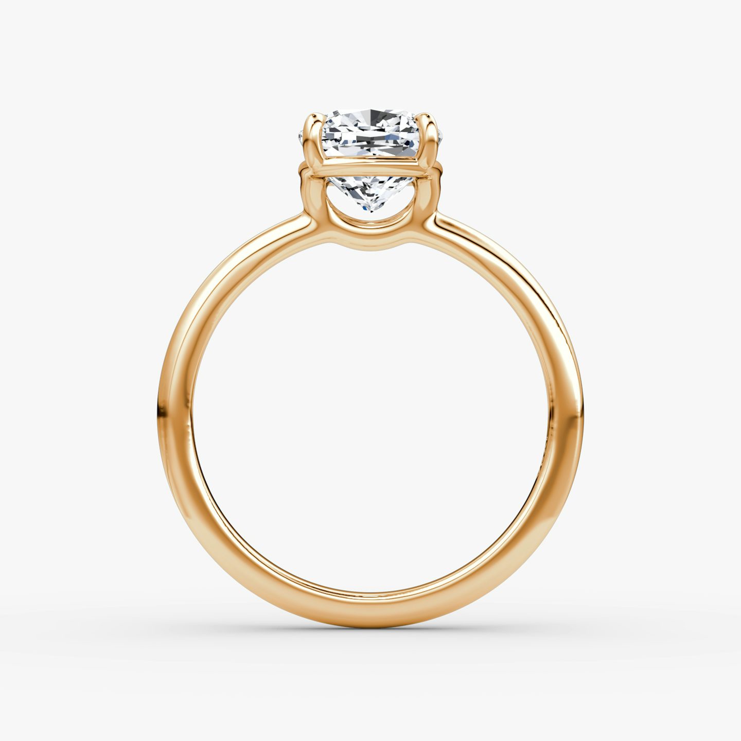 Bague de fiançailles Signature  | Coussin | 14k | Or rose | bandAccent: Simple | bandWidth: large | hiddenHalo: no | diamondOrientation: vertical | caratWeight: other