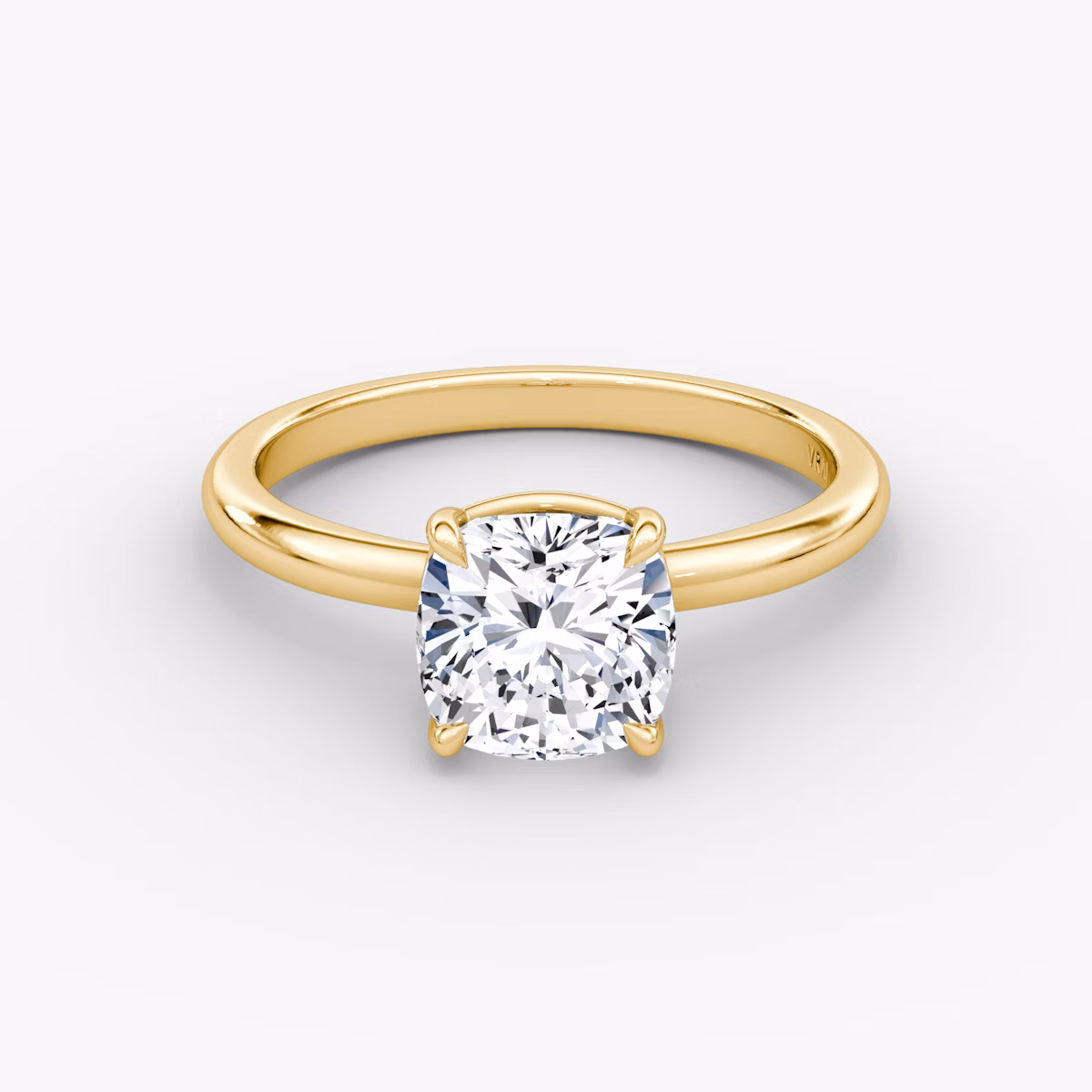 The Signature | Cushion | 18k | Yellow Gold | bandAccent: Plain | bandWidth: large | hiddenHalo: no | diamondOrientation: vertical | caratWeight: other