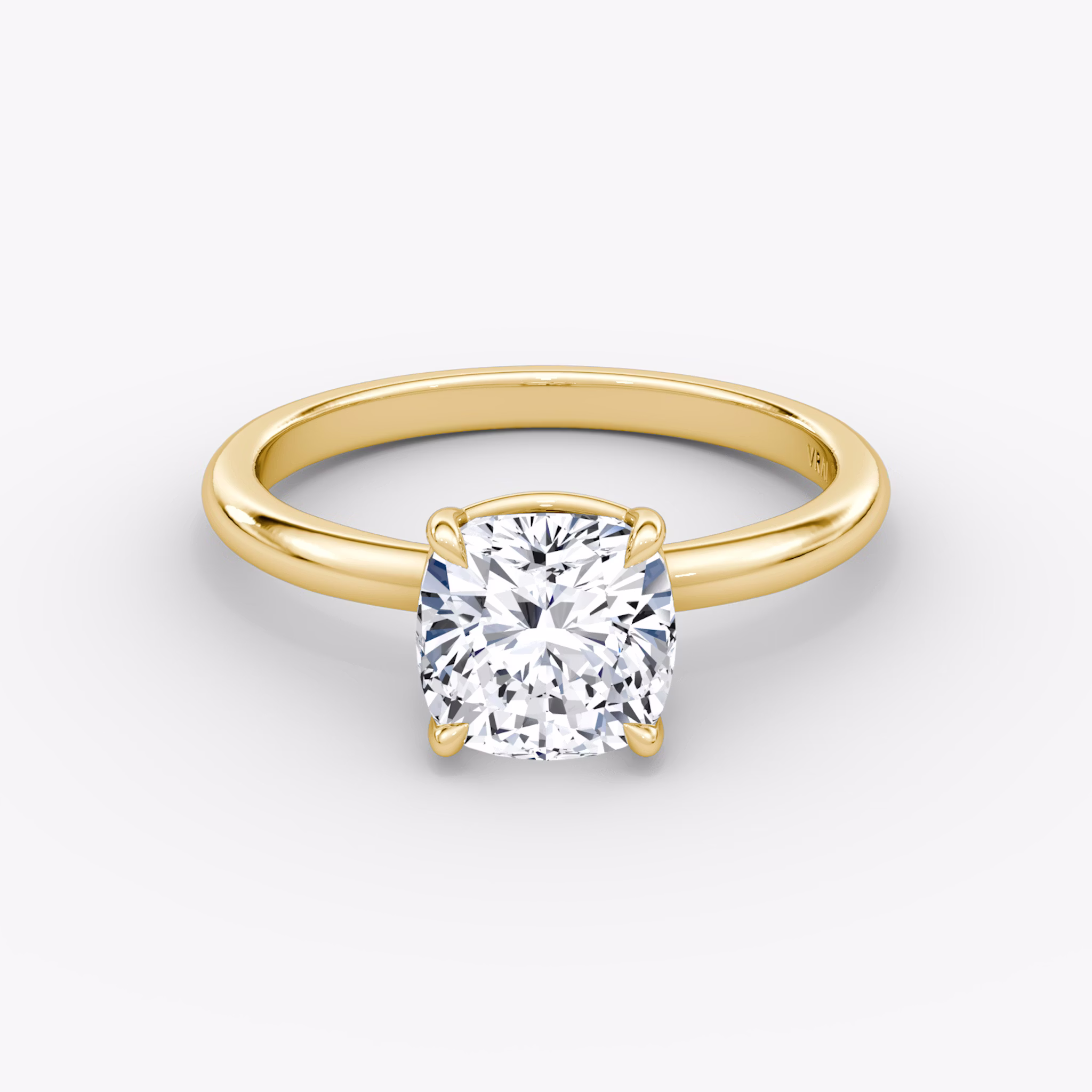 The Signature | Cushion | 18k | Yellow Gold | bandAccent: Plain | bandWidth: large | hiddenHalo: no | diamondOrientation: vertical | caratWeight: other