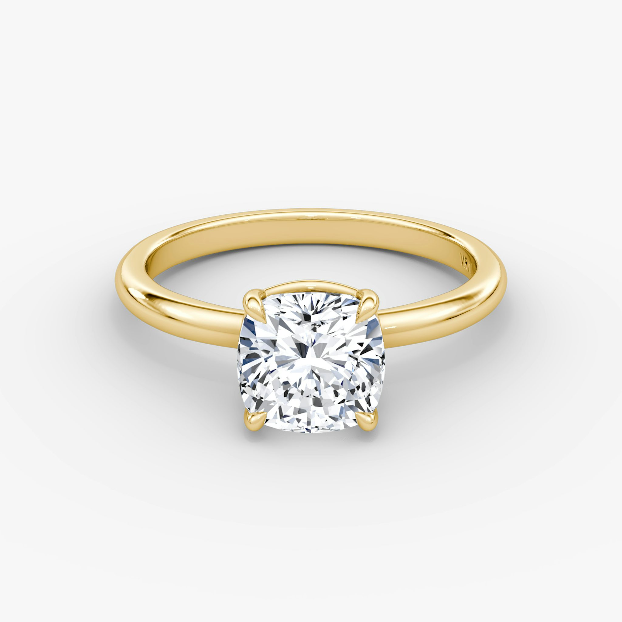 The Signature | Cushion | 18k | Yellow Gold | bandAccent: Plain | bandWidth: large | hiddenHalo: no | diamondOrientation: vertical | caratWeight: other
