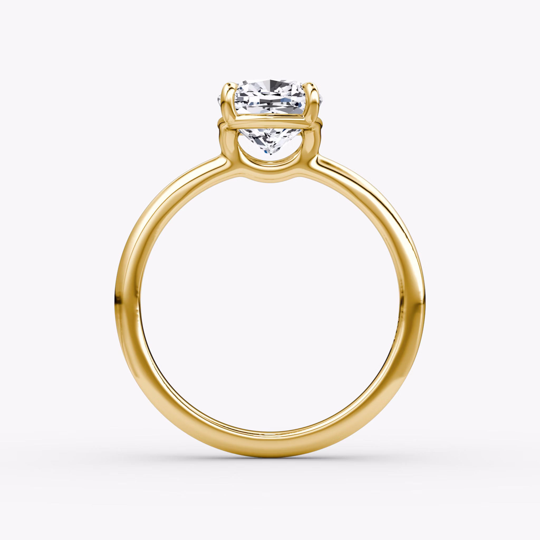 The Signature | Cushion | 18k | Yellow Gold | bandAccent: Plain | bandWidth: large | hiddenHalo: no | diamondOrientation: vertical | caratWeight: other