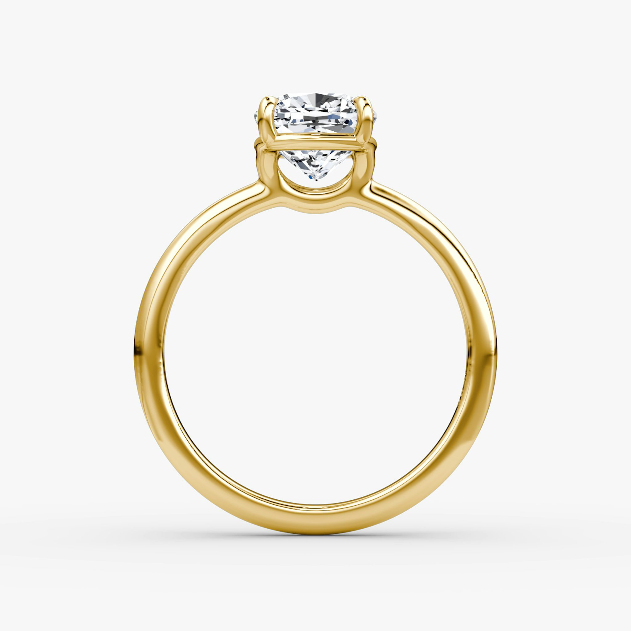 The Signature | Cushion | 18k | Yellow Gold | bandAccent: Plain | bandWidth: large | hiddenHalo: no | diamondOrientation: vertical | caratWeight: other
