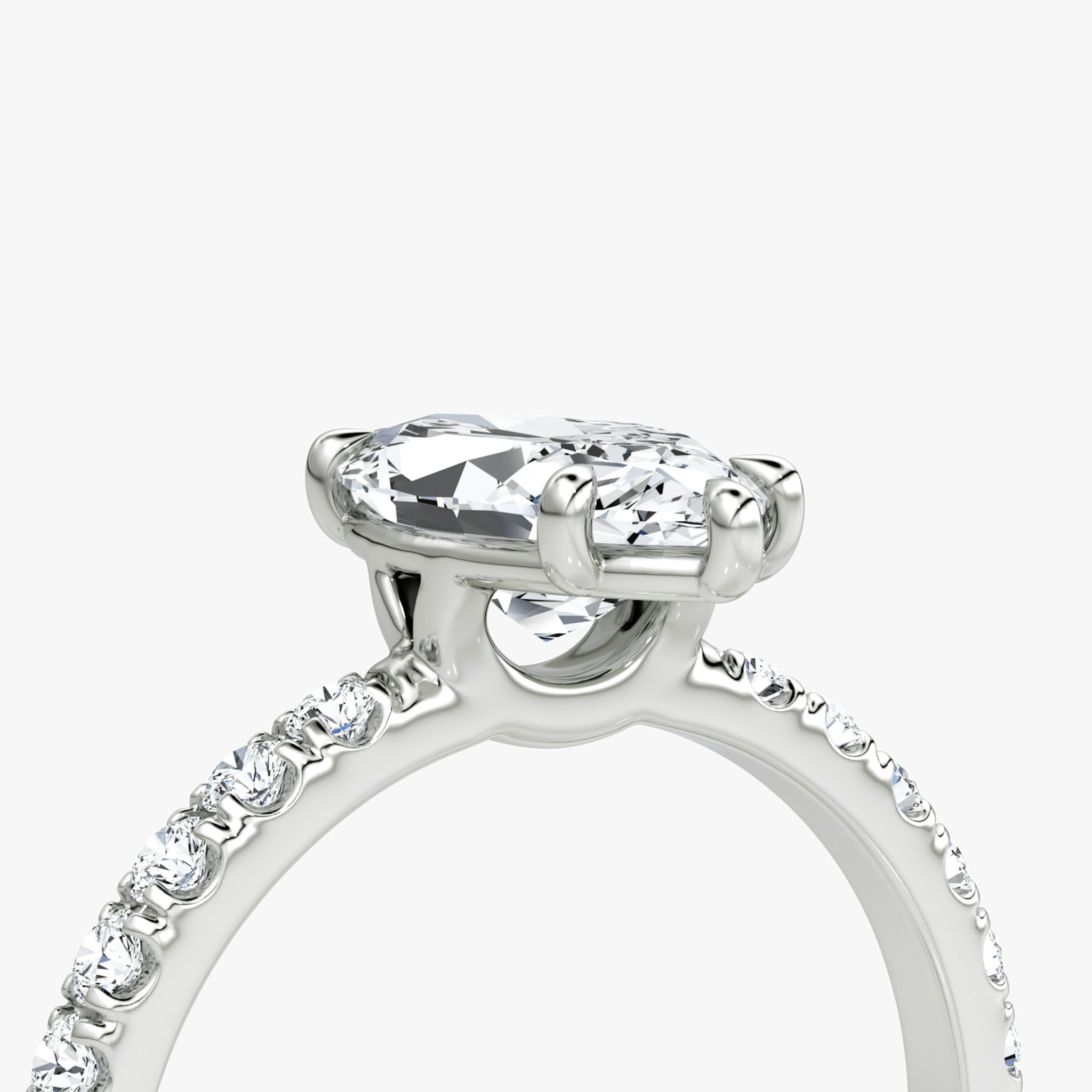 The Signature | Marquise | 18k | White Gold | bandAccent: Pavé | bandWidth: large | hiddenHalo: no | diamondOrientation: vertical | caratWeight: other