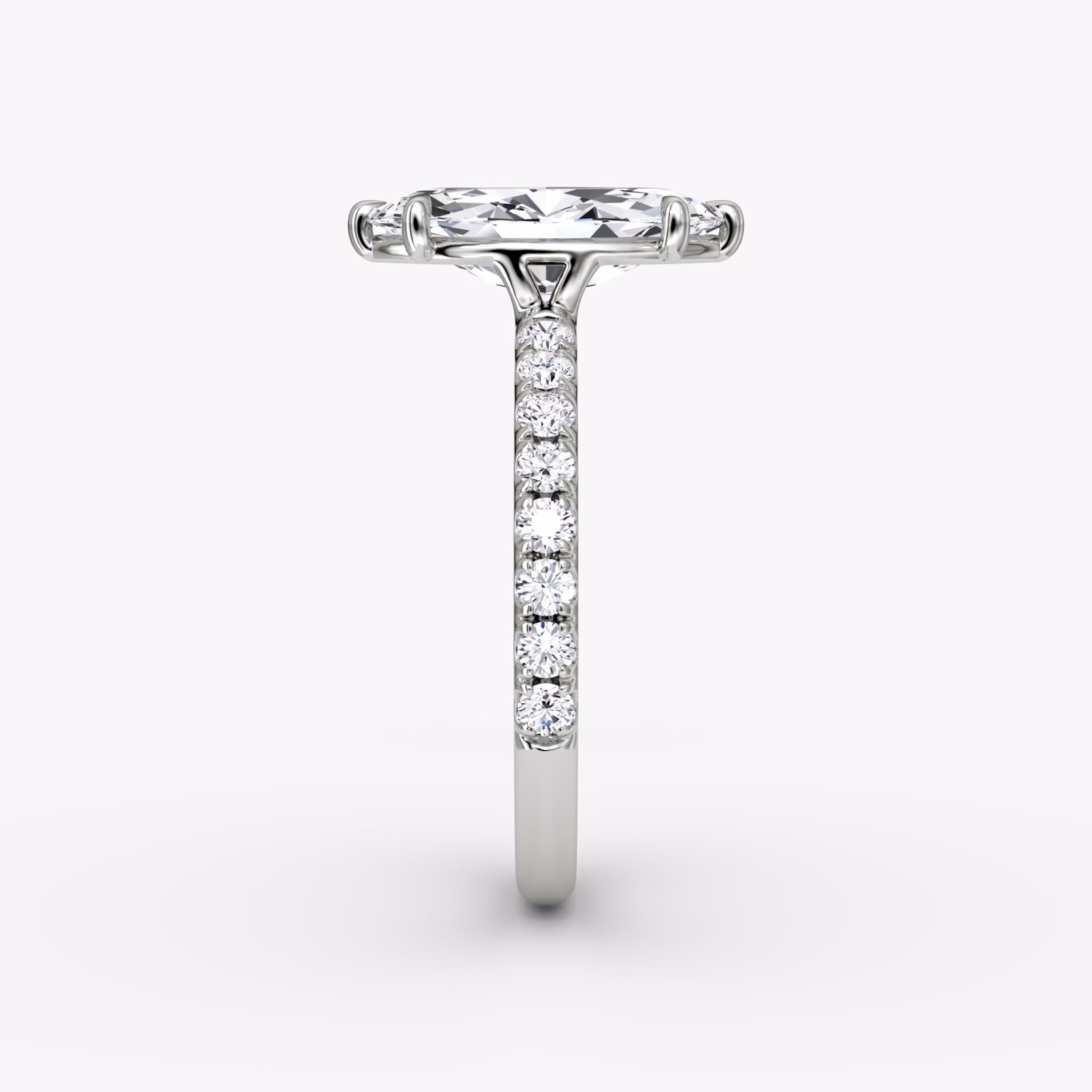 The Signature | Marquise | 18k | White Gold | bandAccent: Pavé | bandWidth: large | hiddenHalo: no | diamondOrientation: vertical | caratWeight: other