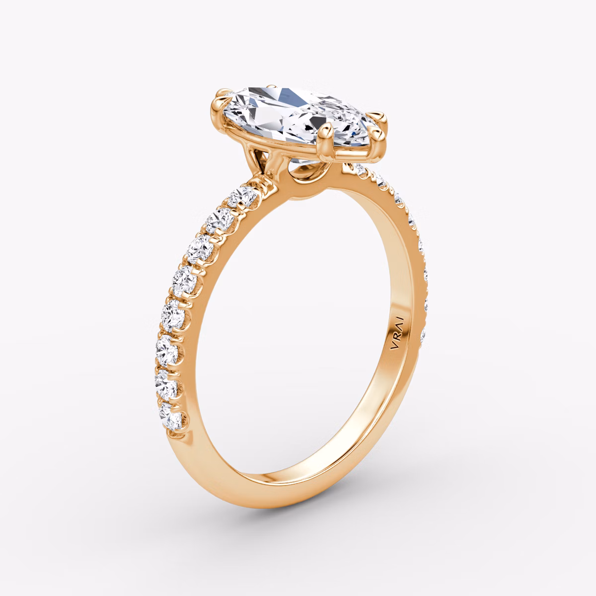 The Signature | Marquise | 14k | Rose Gold | bandAccent: Pavé | bandWidth: large | hiddenHalo: no | diamondOrientation: vertical | caratWeight: other