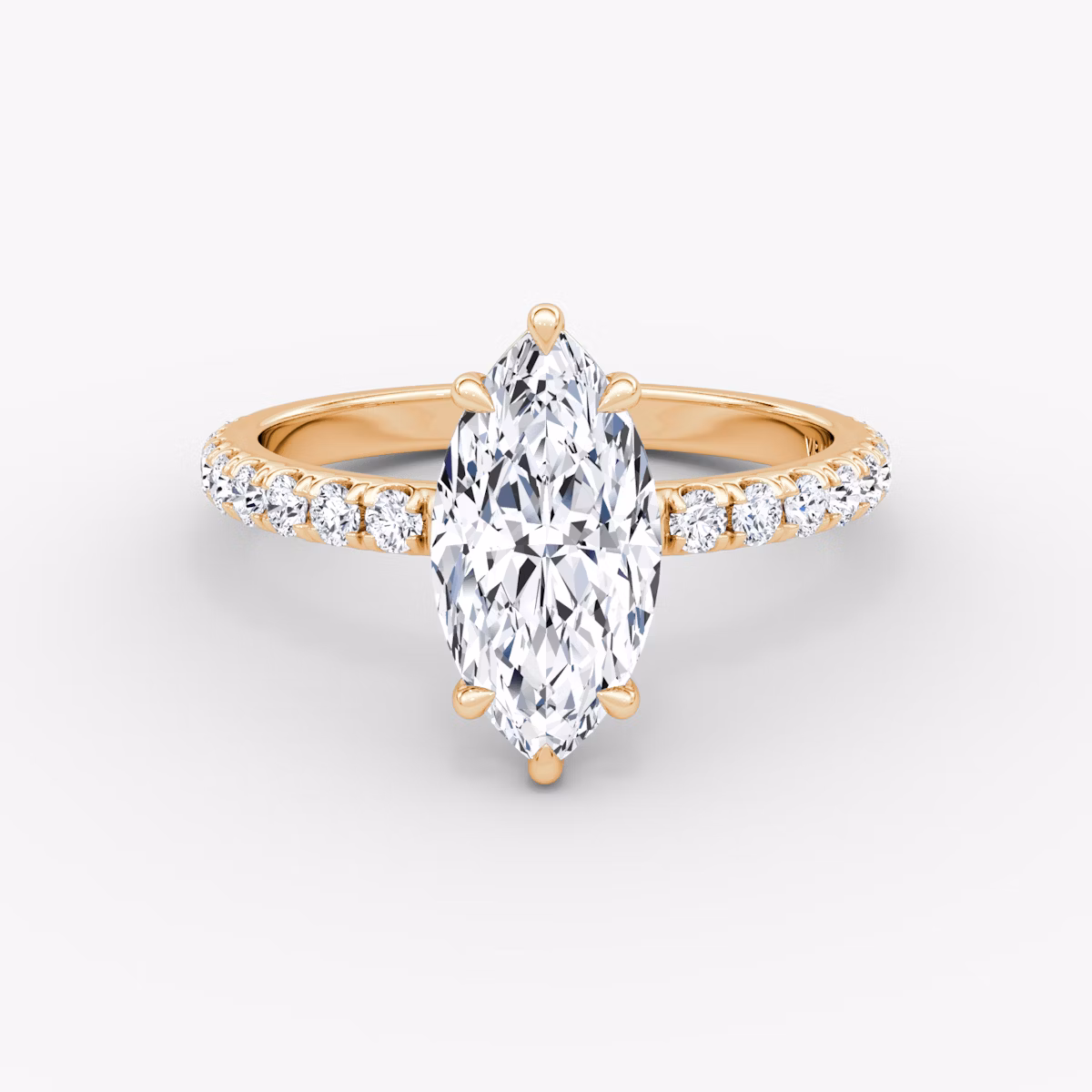 The Signature | Marquise | 14k | Rose Gold | bandAccent: Pavé | bandWidth: large | hiddenHalo: no | diamondOrientation: vertical | caratWeight: other