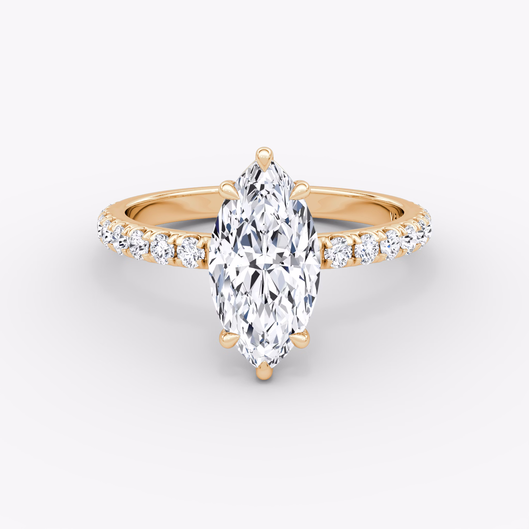 Signature | Marquise | 14k | Roségold | bandAccent: Mit Pavé-Besatz | bandWidth: large | hiddenHalo: no | diamondOrientation: vertical | caratWeight: other