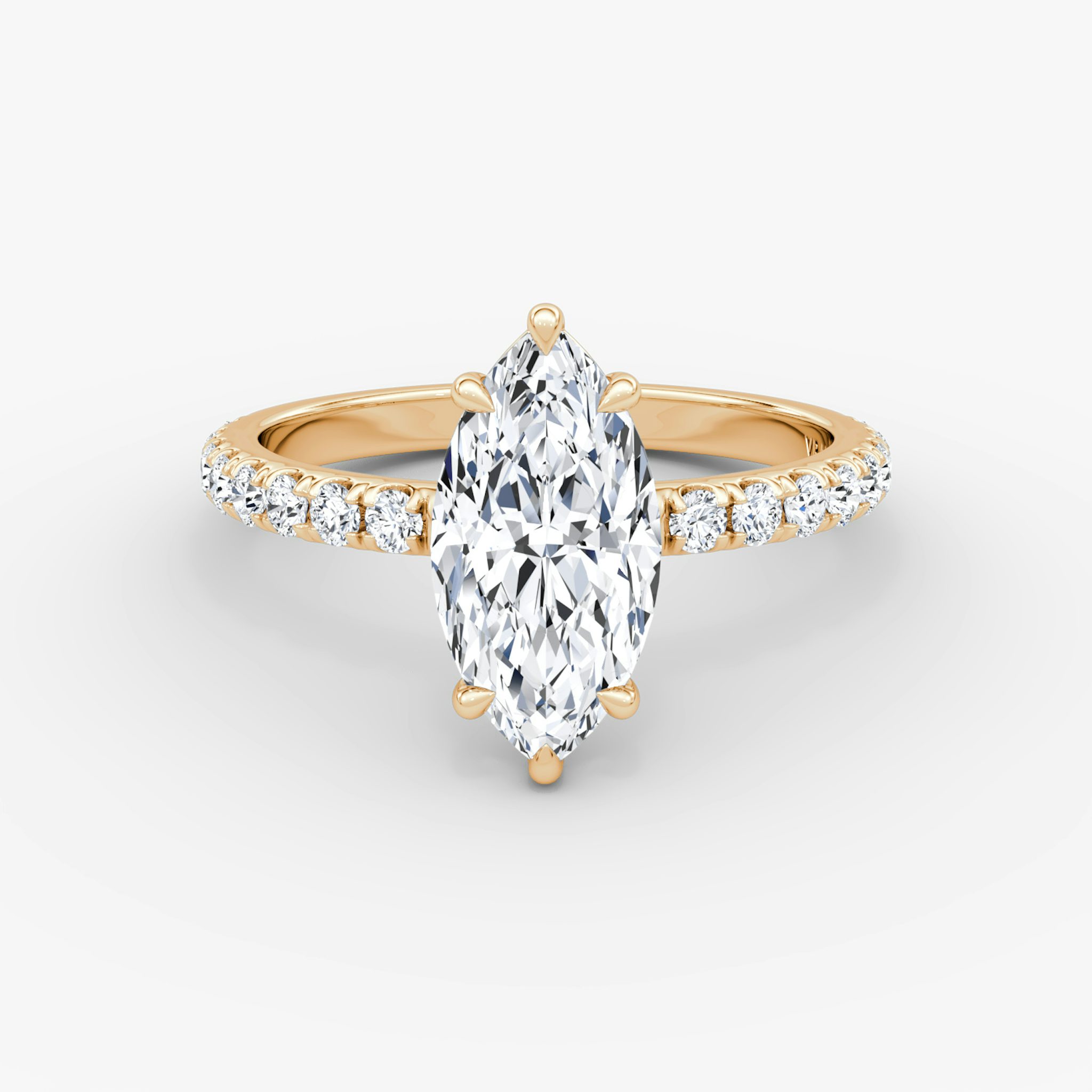 Signature | Marquise | 14k | Roségold | bandAccent: Mit Pavé-Besatz | bandWidth: large | hiddenHalo: no | diamondOrientation: vertical | caratWeight: other