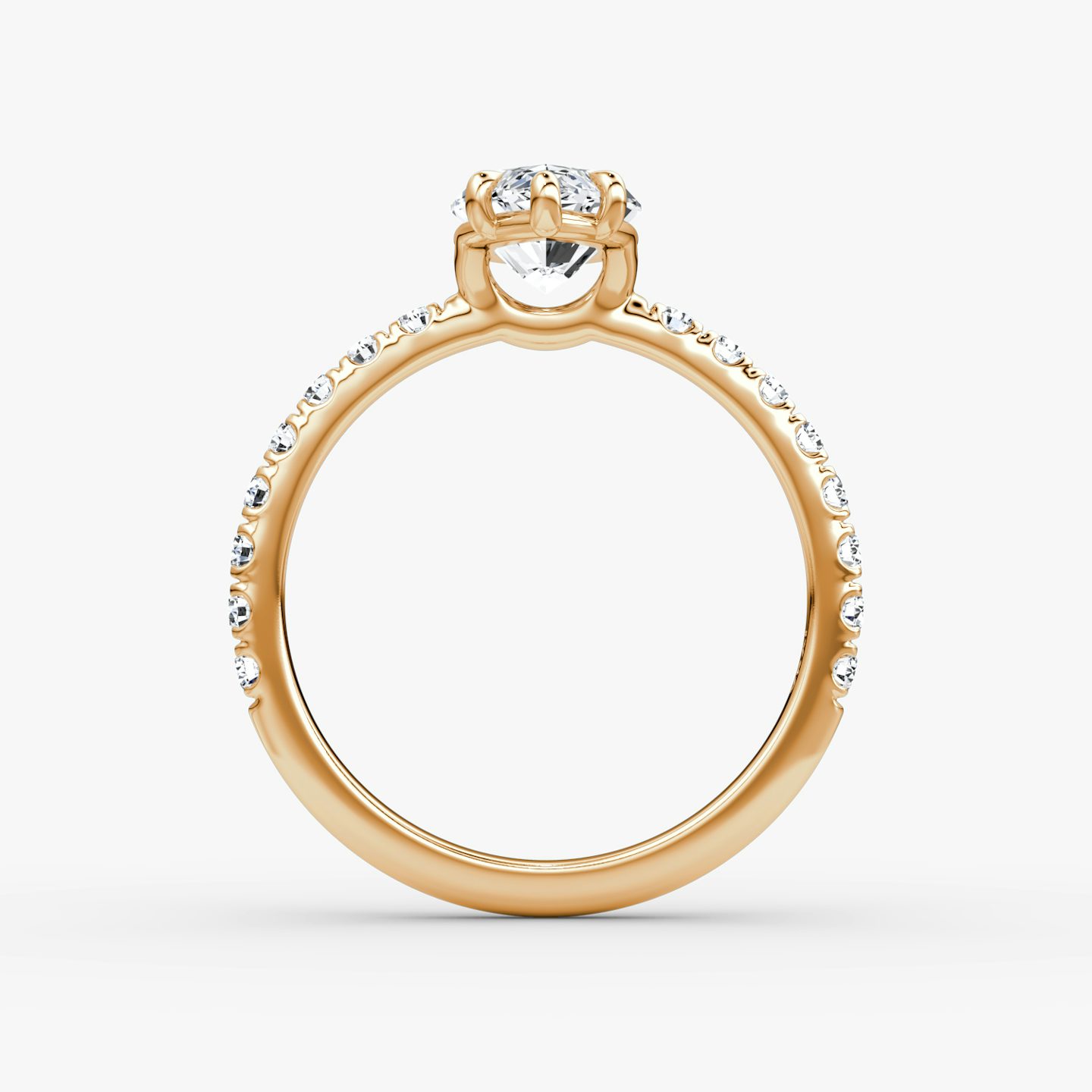 Bague de fiançailles Signature  | Marquise | 14k | Or rose | bandAccent: Pavé | bandWidth: large | hiddenHalo: no | diamondOrientation: vertical | caratWeight: other