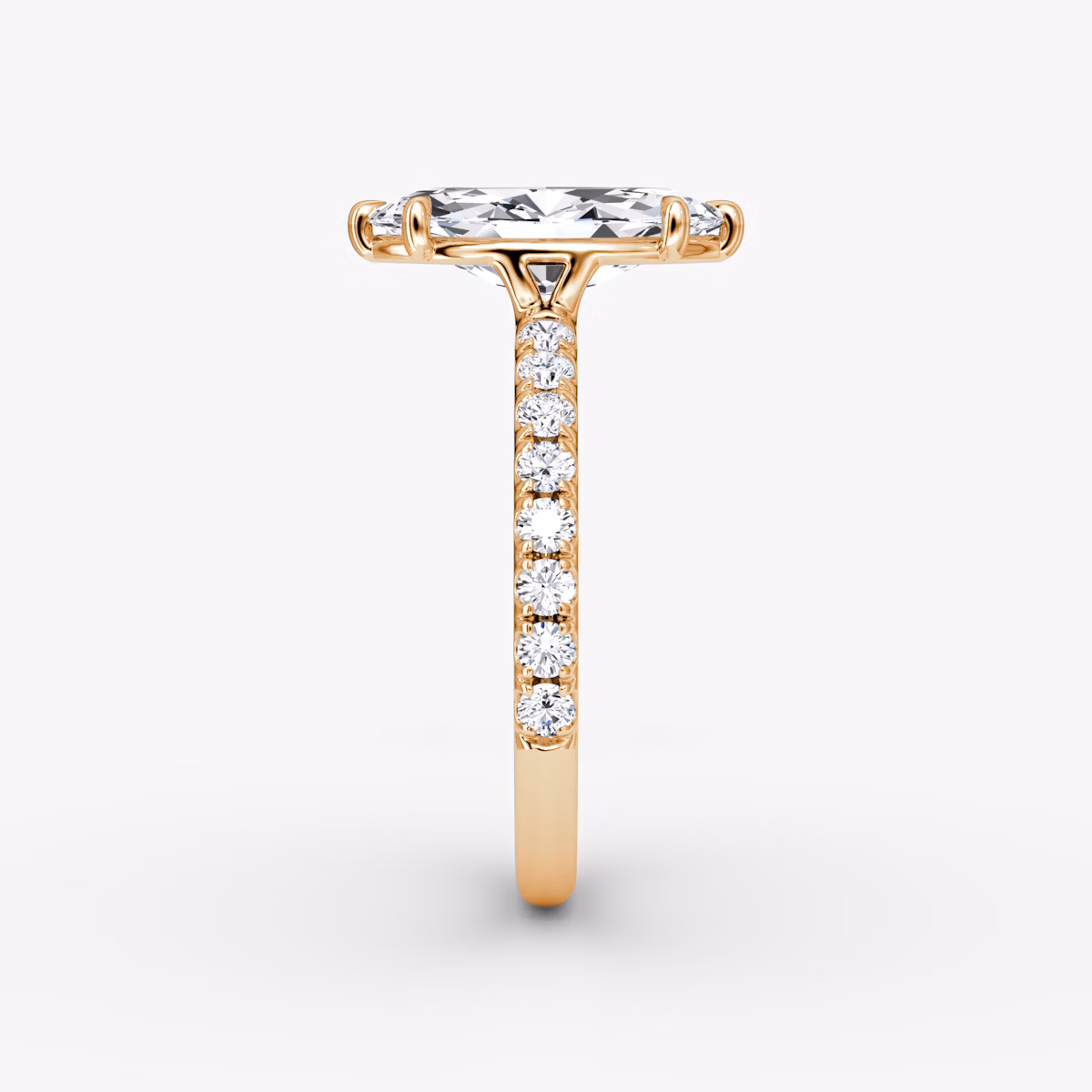 The Signature | Marquise | 14k | Rose Gold | bandAccent: Pavé | bandWidth: large | hiddenHalo: no | diamondOrientation: vertical | caratWeight: other