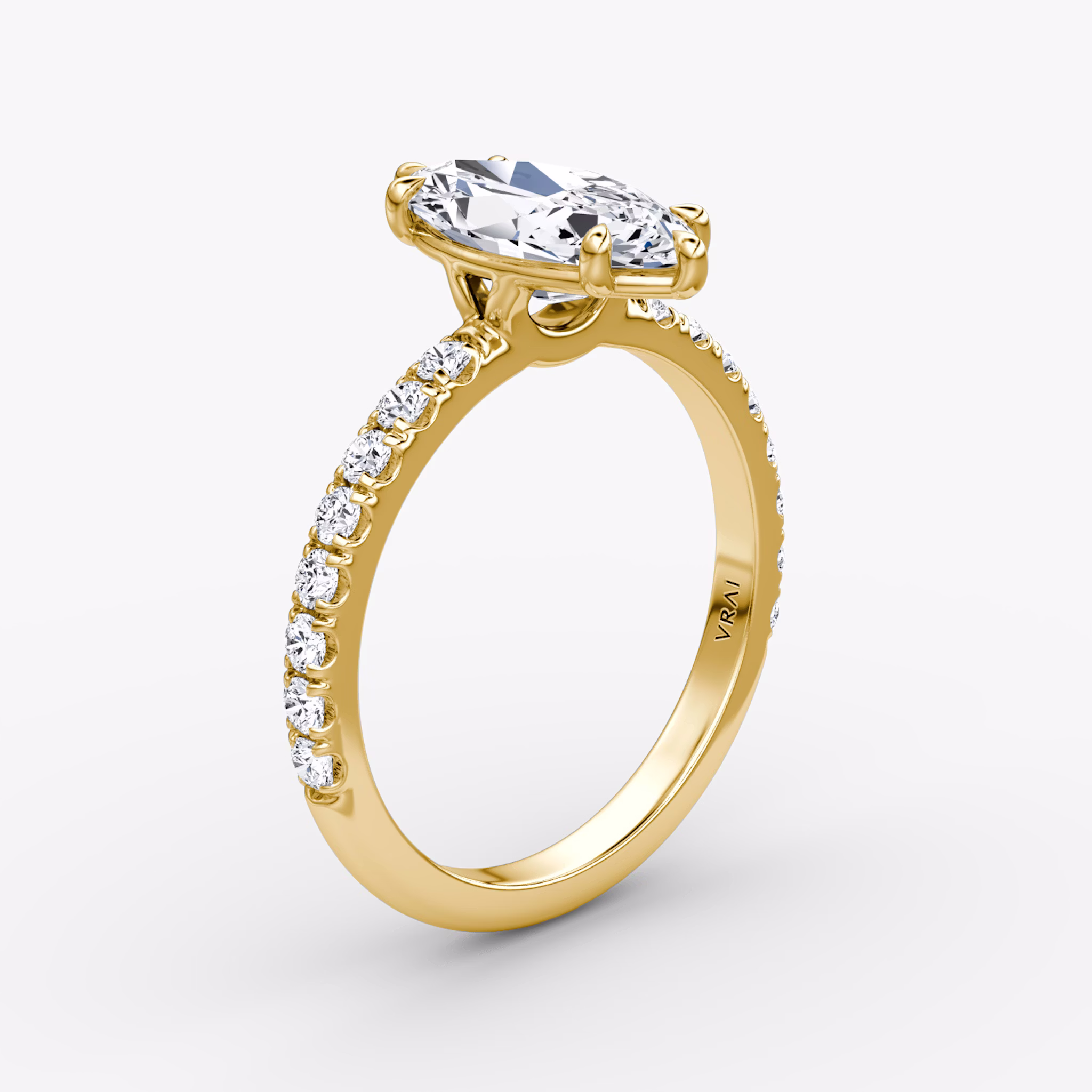 The Signature | Marquise | 18k | Yellow Gold | bandAccent: Pavé | bandWidth: large | hiddenHalo: no | diamondOrientation: vertical | caratWeight: other