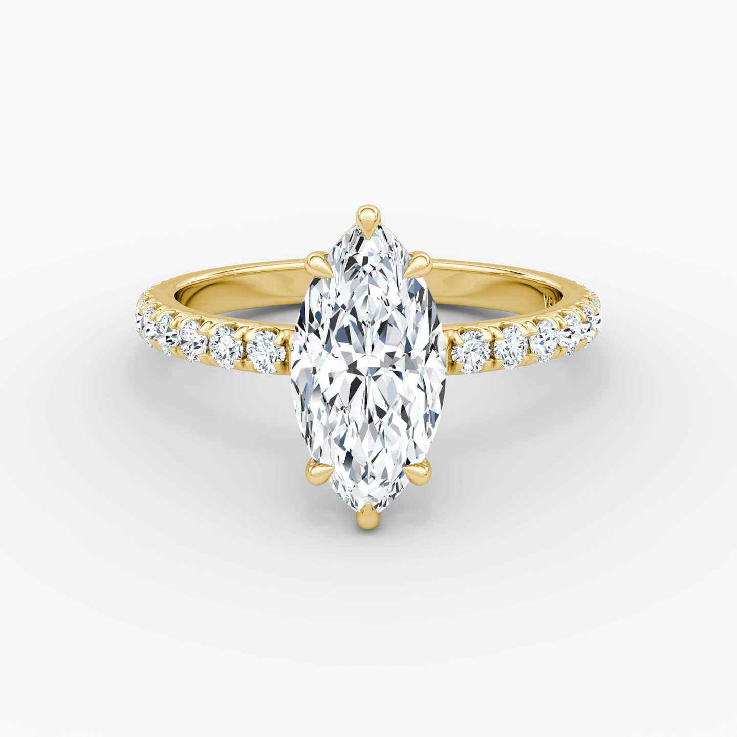 The Signature | Marquise | 18k | Yellow Gold | bandAccent: Pavé | bandWidth: large | hiddenHalo: no | diamondOrientation: vertical | caratWeight: other