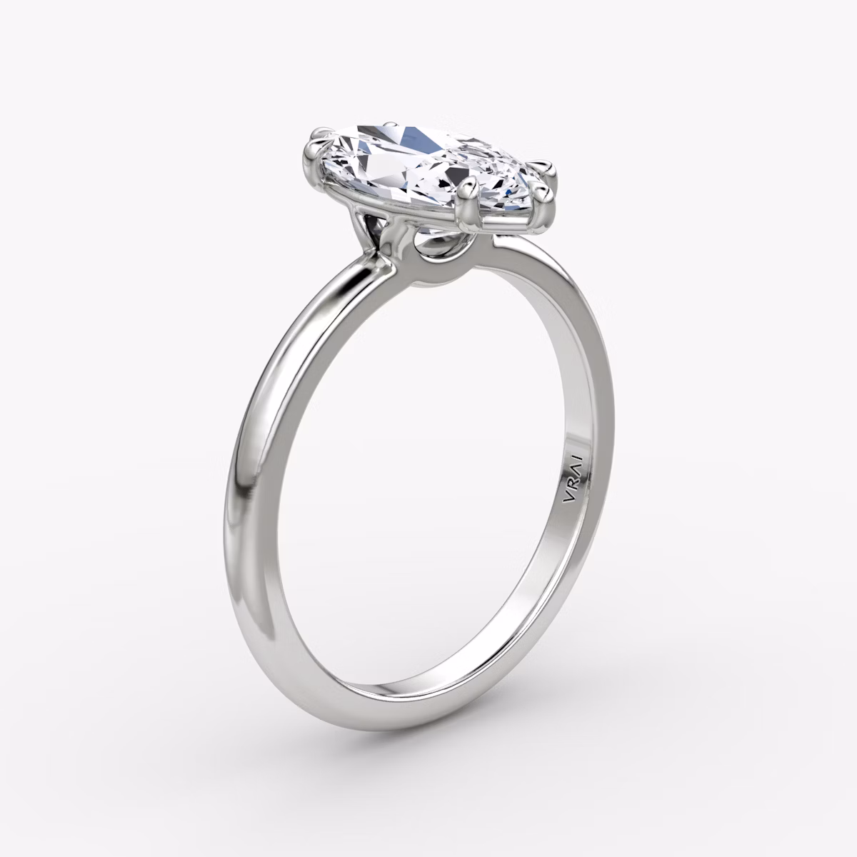 The Signature | Marquise | 18k | White Gold | bandAccent: Plain | bandWidth: large | hiddenHalo: no | diamondOrientation: vertical | caratWeight: other