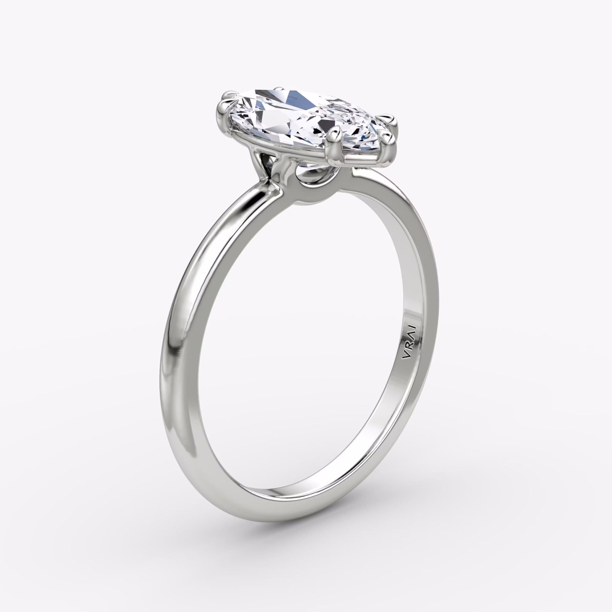 The Signature | Marquise | 18k | White Gold | bandAccent: Plain | bandWidth: large | hiddenHalo: no | diamondOrientation: vertical | caratWeight: other
