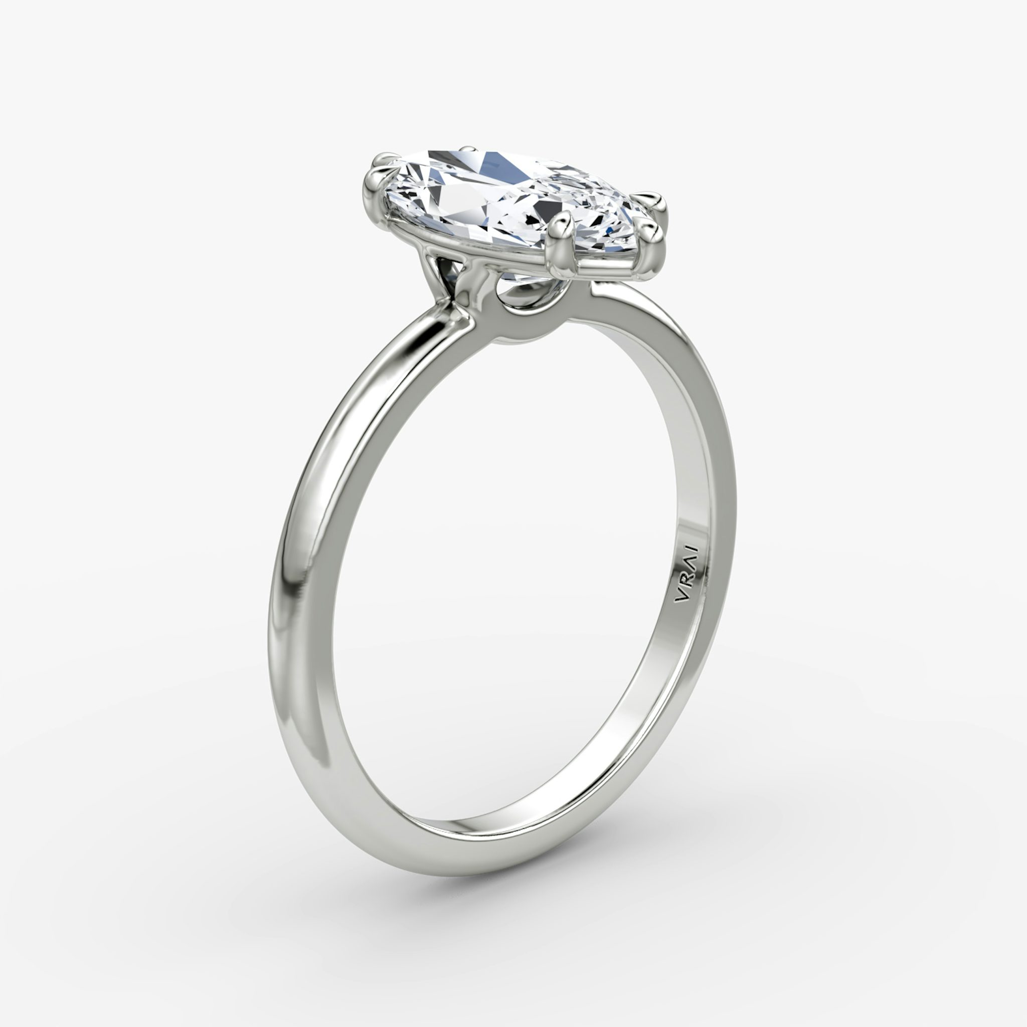The Signature | Marquise | 18k | White Gold | bandAccent: Plain | bandWidth: large | hiddenHalo: no | diamondOrientation: vertical | caratWeight: other