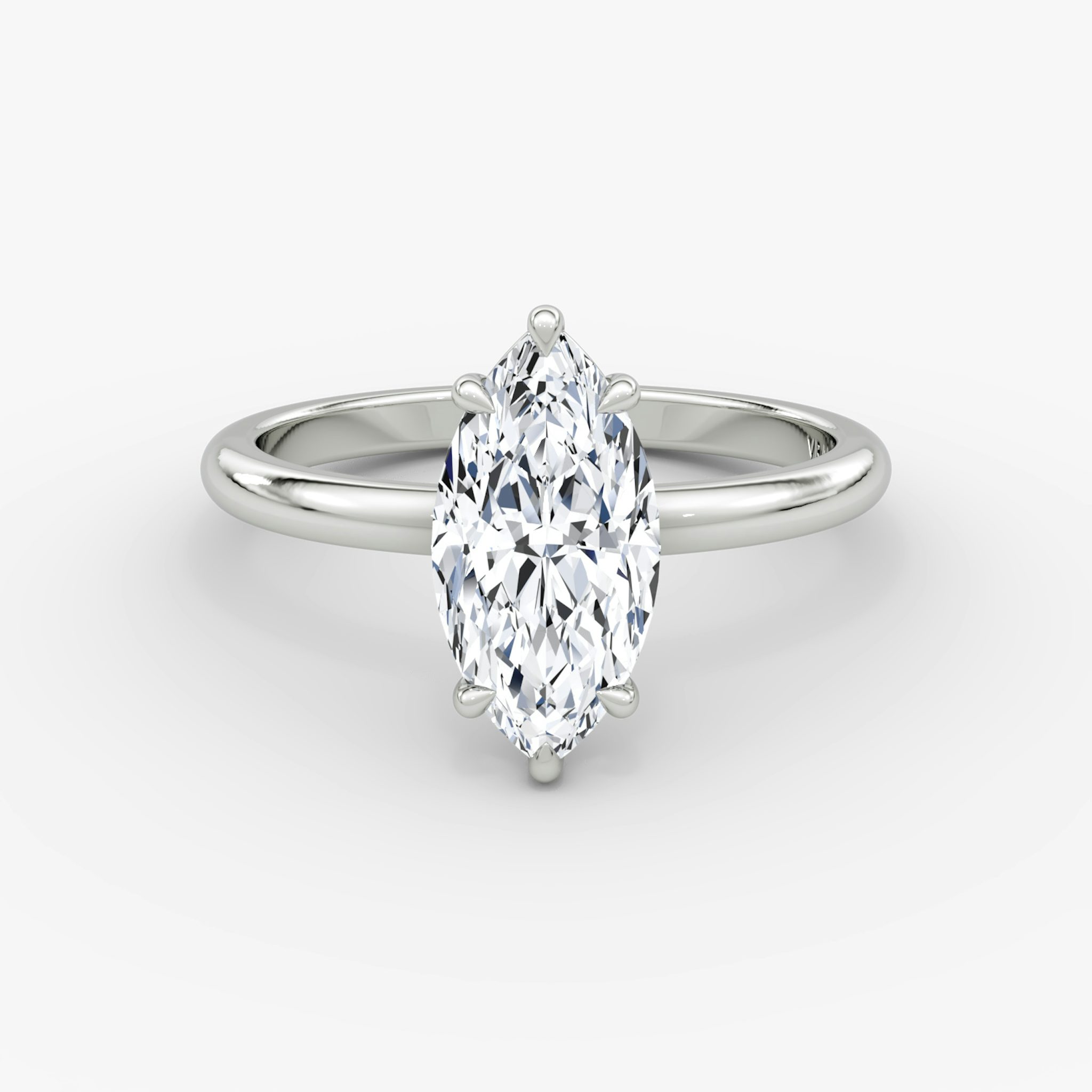 The Signature | Marquise | 18k | White Gold | bandAccent: Plain | bandWidth: large | hiddenHalo: no | diamondOrientation: vertical | caratWeight: other