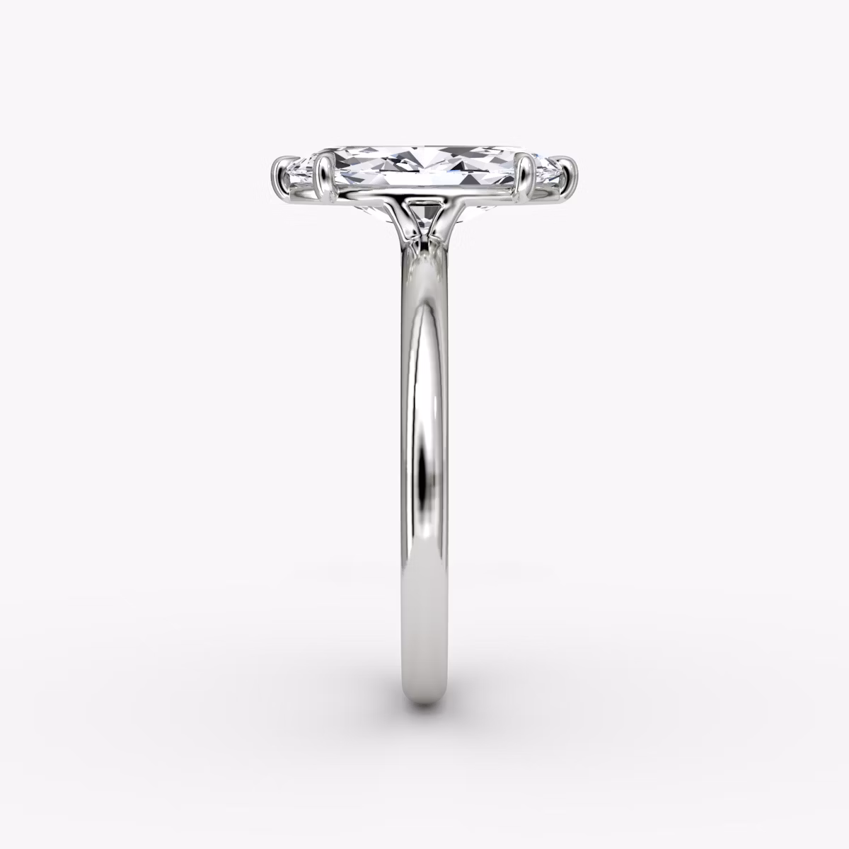 The Signature | Marquise | 18k | White Gold | bandAccent: Plain | bandWidth: large | hiddenHalo: no | diamondOrientation: vertical | caratWeight: other