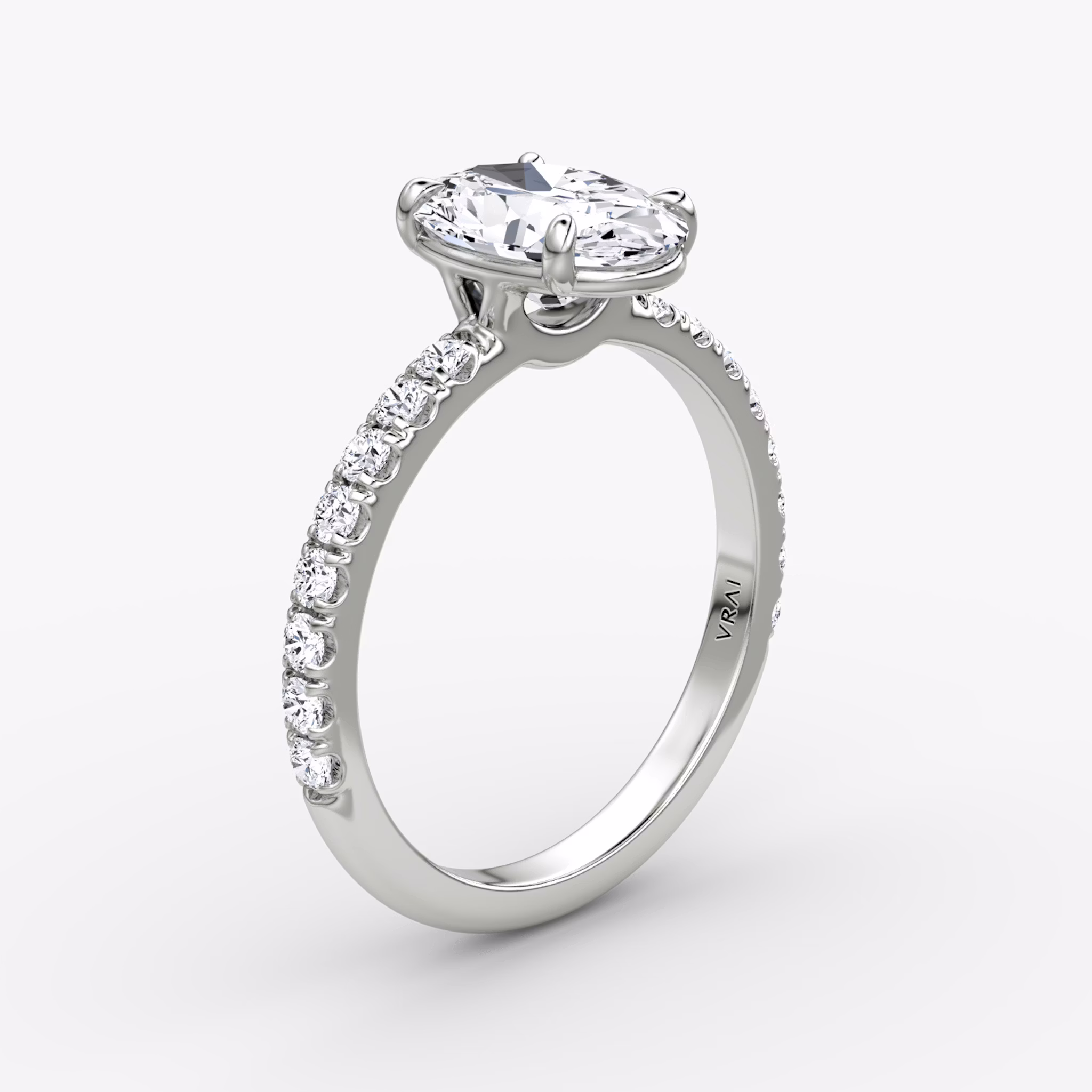 The Signature | Oval | 18k | White Gold | bandAccent: Pavé | bandWidth: large | hiddenHalo: no | diamondOrientation: vertical | caratWeight: other