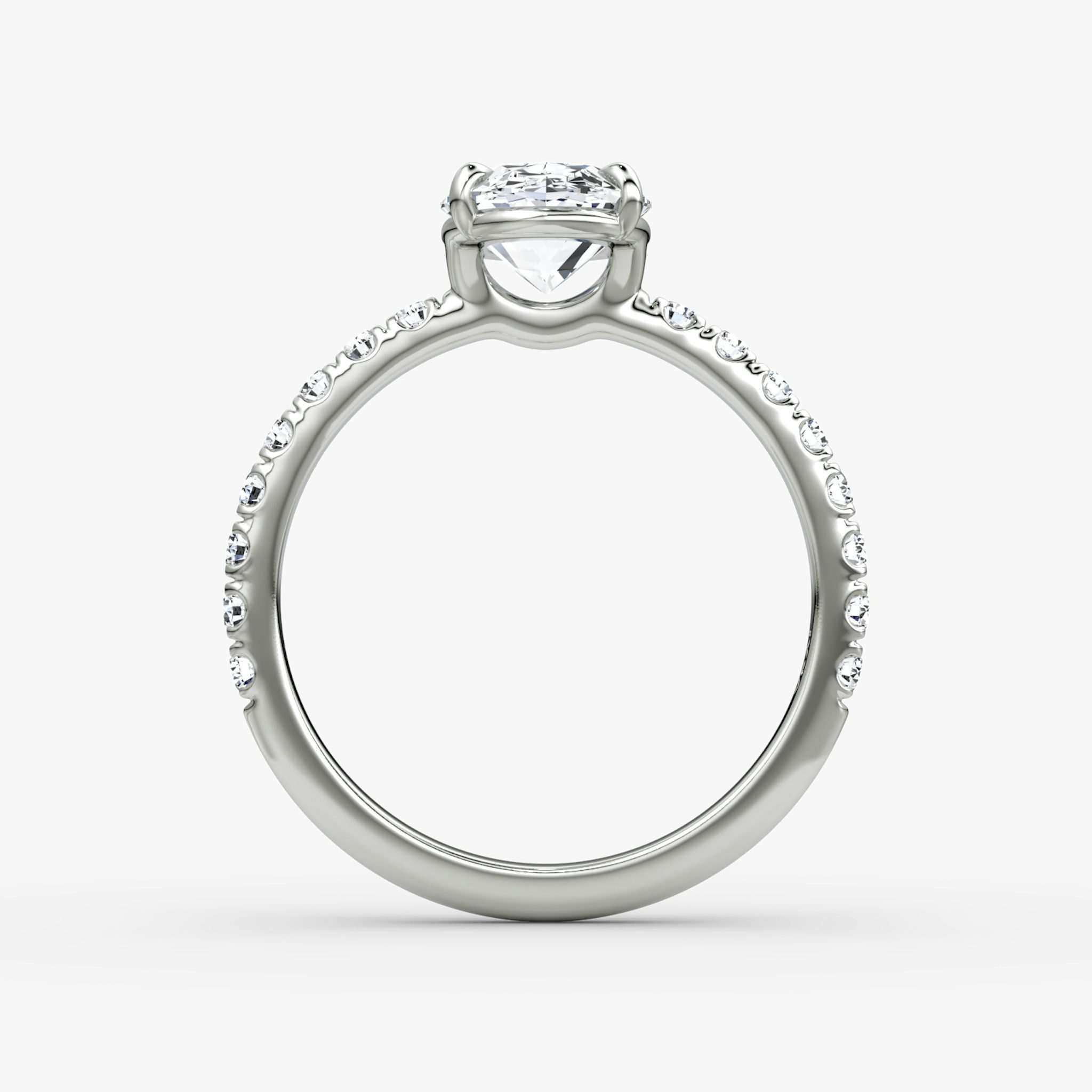 The Signature | Oval | 18k | White Gold | bandAccent: Pavé | bandWidth: large | hiddenHalo: no | diamondOrientation: vertical | caratWeight: other