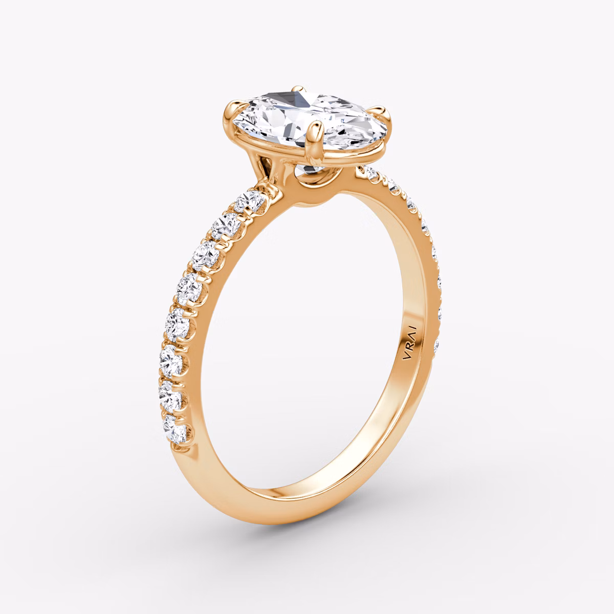 The Signature | Oval | 14k | Rose Gold | bandAccent: Pavé | bandWidth: large | hiddenHalo: no | diamondOrientation: vertical | caratWeight: other