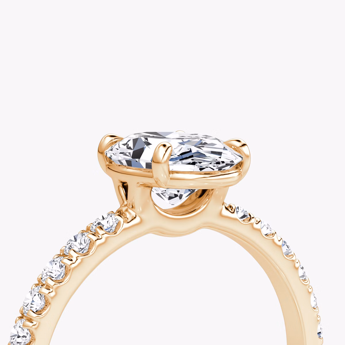 The Signature | Oval | 14k | Rose Gold | bandAccent: Pavé | bandWidth: large | hiddenHalo: no | diamondOrientation: vertical | caratWeight: other